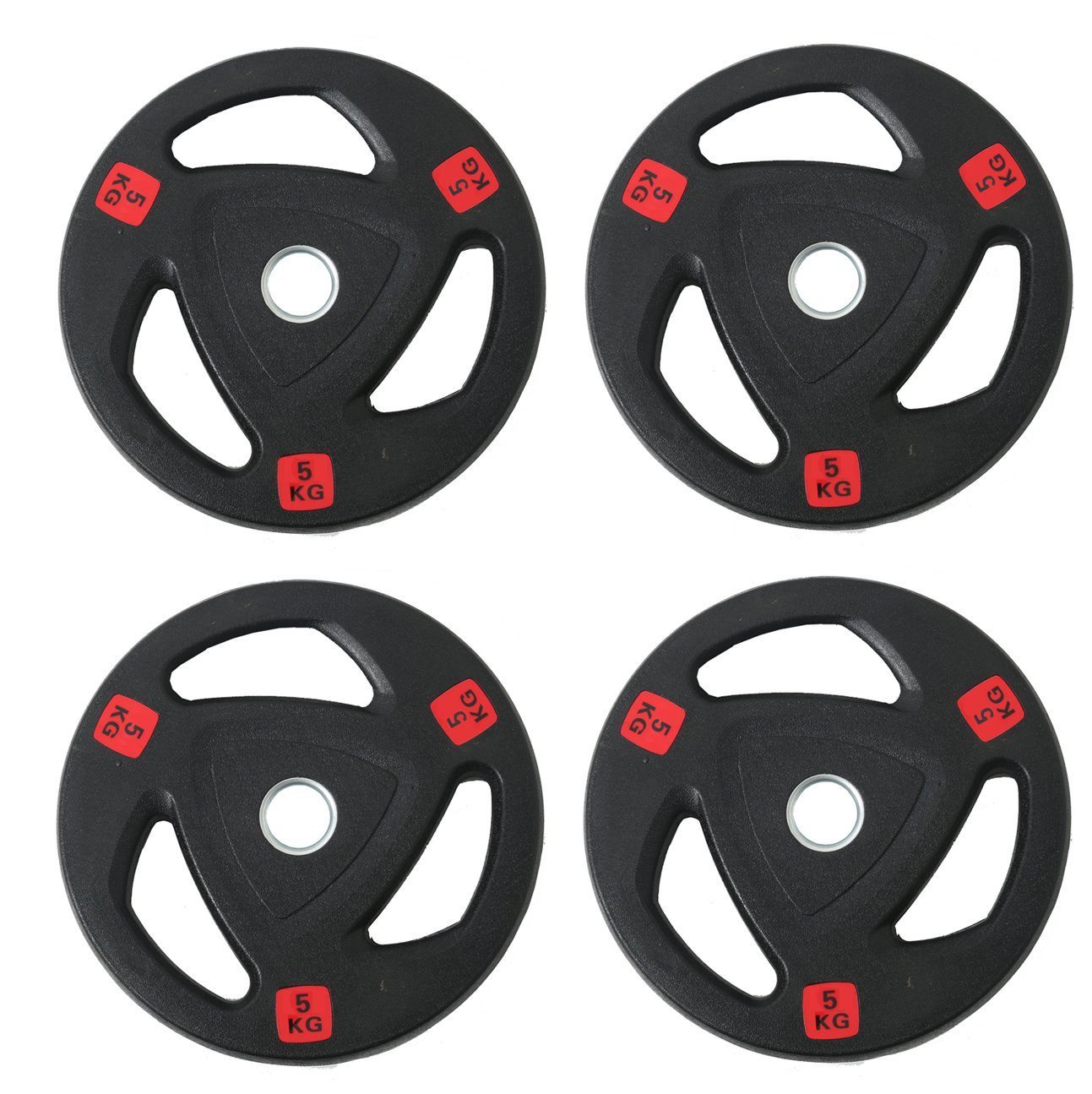 MIIGA Hantelscheiben, 20 kg, (4er, 2er oder 1er Set), Haltegriffe, Stahl mit Kunststoffummantelung, Gewichts-Info auf Hantel