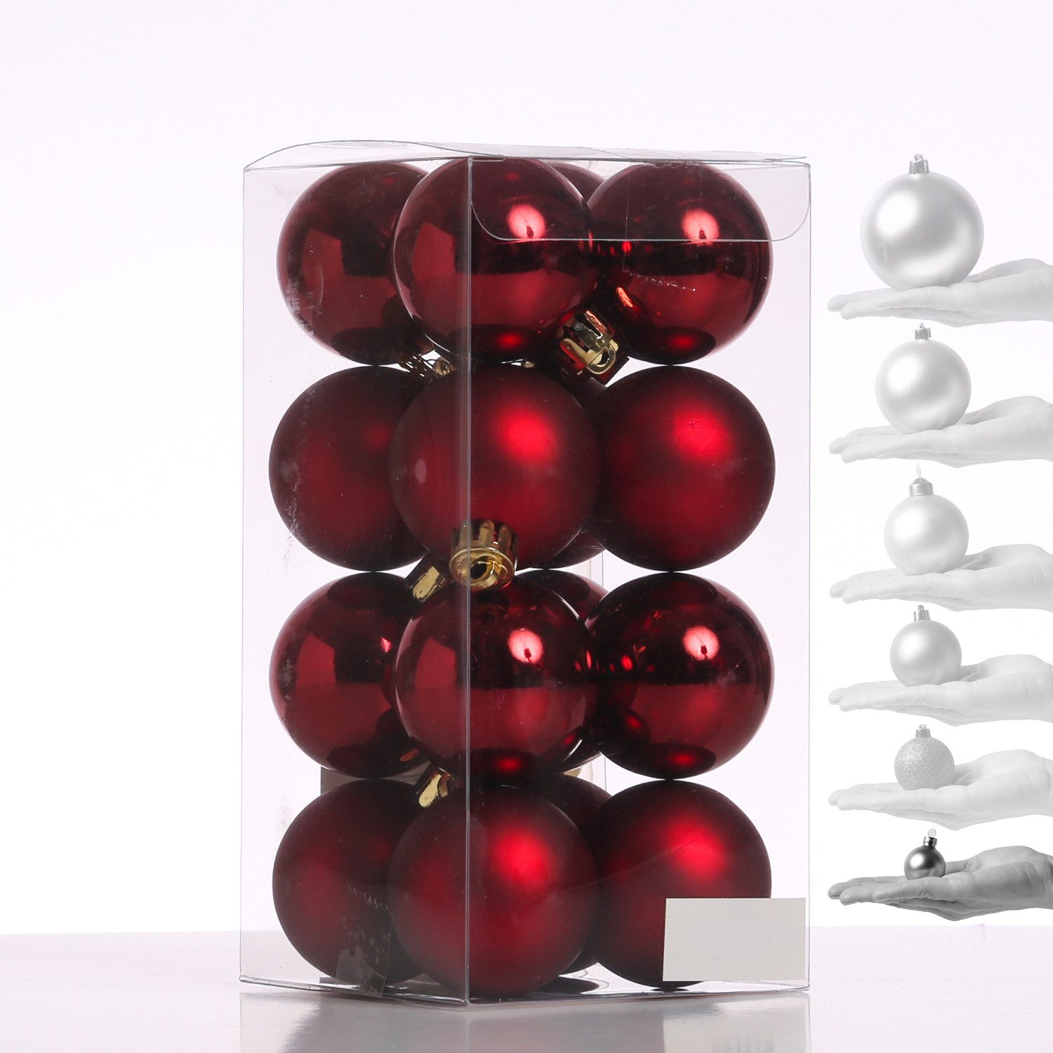 MARELIDA Weihnachtsbaumkugel Christbaumkugeln Weihnachtskugeln bruchfest 4cm weinrot 16er Set (16 St)
