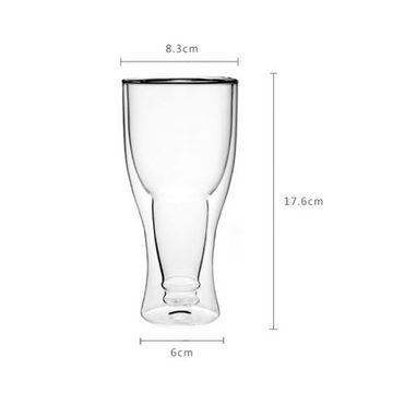 ErbseT Bierglas Doppelwandiges Bierglas 350ml Umgestülpte Bierflasche im Glas