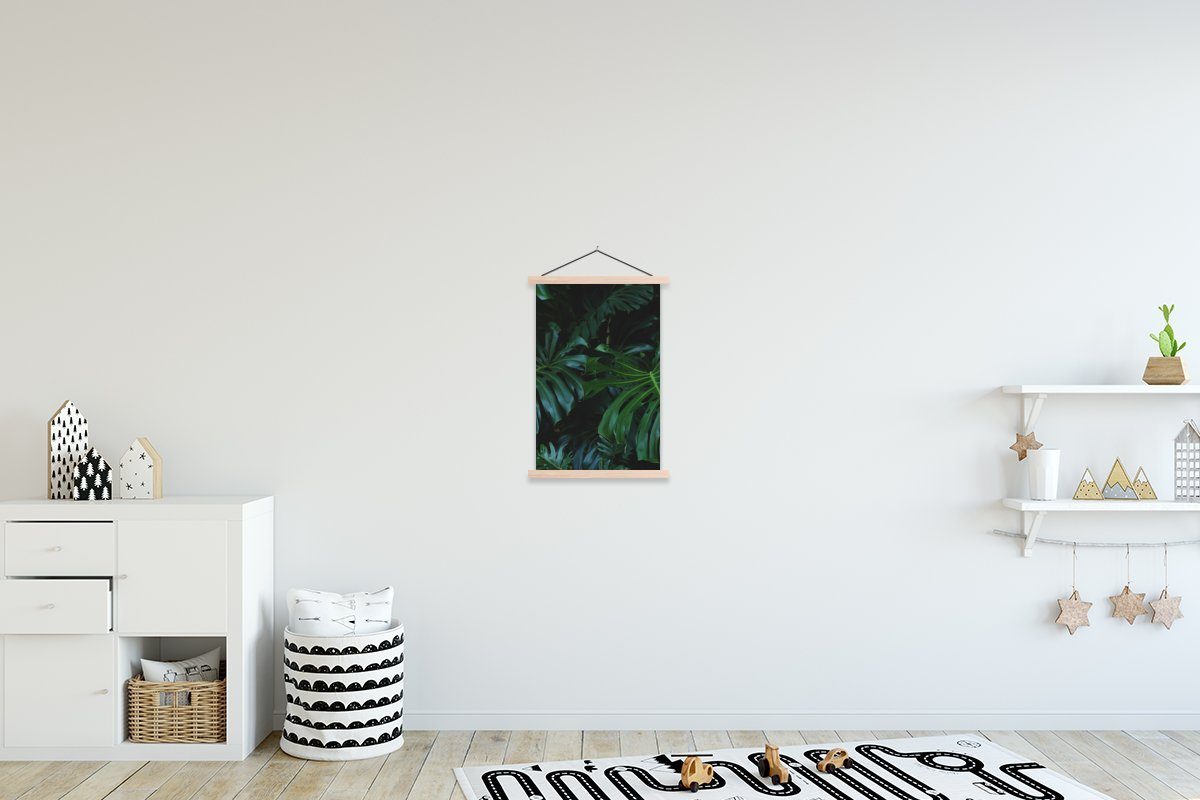 MuchoWow Poster Dschungel - Grün - Blätter, (1 St), Posterleiste, Textilposter für Wohnzimmer, Bilderleiste, Magnetisch