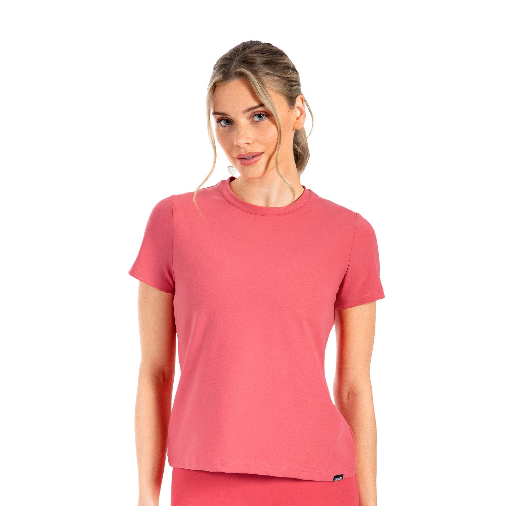 Smilodox T-Shirt Aurica, Sportshirt Basic mit 3D Rubber Print, Regular Fit, Alltag Einfarbig Leichtes Material Gym Alltag Training Komfort