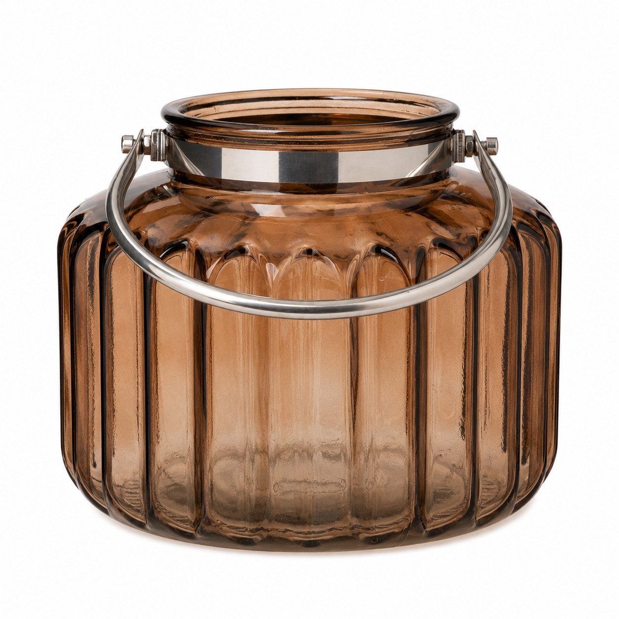 finehomegarden Windlicht Glas-Windlicht mit Henkel Braun Ø27cm x H22cm Dekorativ