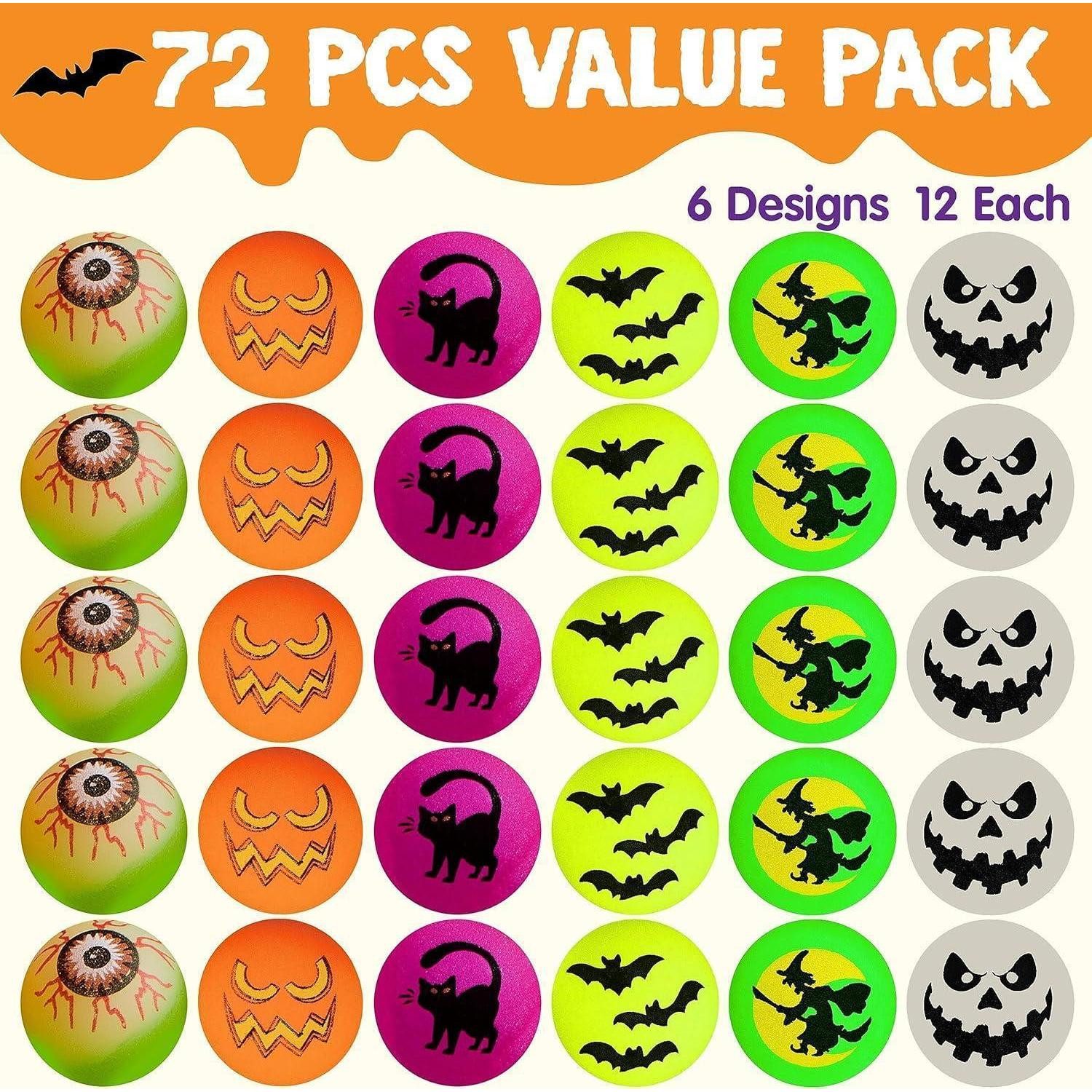 LuxusKollektion Flummi 72 Stück Halloween Flummi im Dunkeln leuchtend 32mm Gummiball Hüpfball