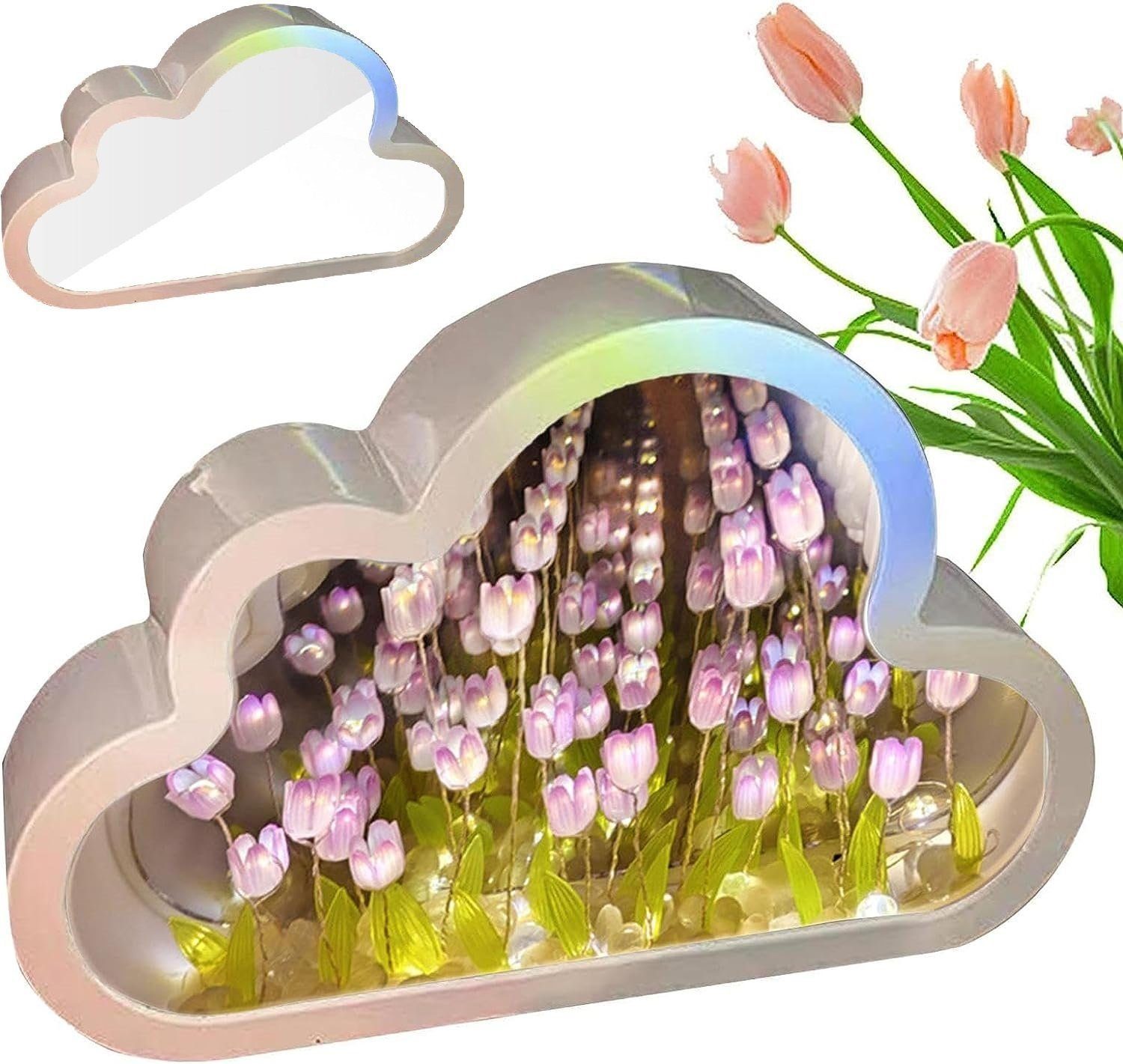 Wolkenspiegel, Decor Spiegel, Umgebungslicht, diy Gontence Tulpen Tulpe Nachtlicht Handmade 20 Nachtlicht, Home Nachtlampe Lila