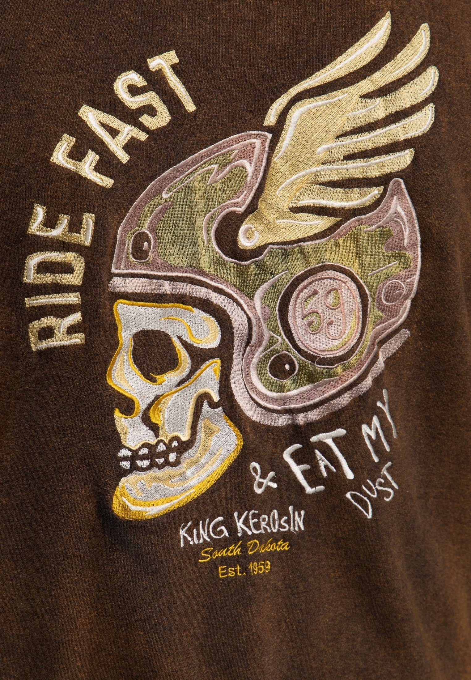 KingKerosin Kapuzensweatjacke Ride Fast & Dust my mit Eat Vintage-Waschung