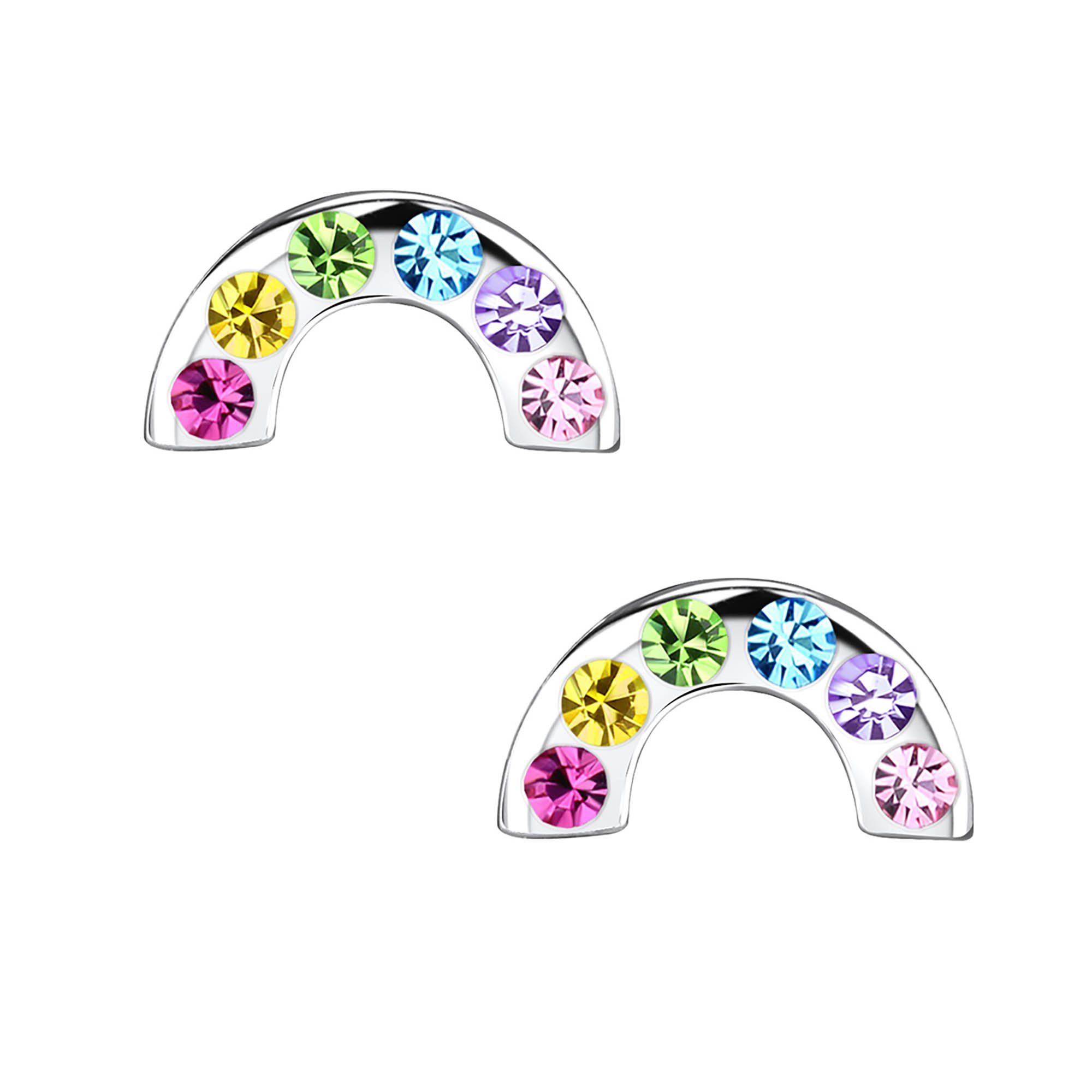 Paar Ohrstecker Kinder Ohrringe Regenbogen Kristalle 925 Silber