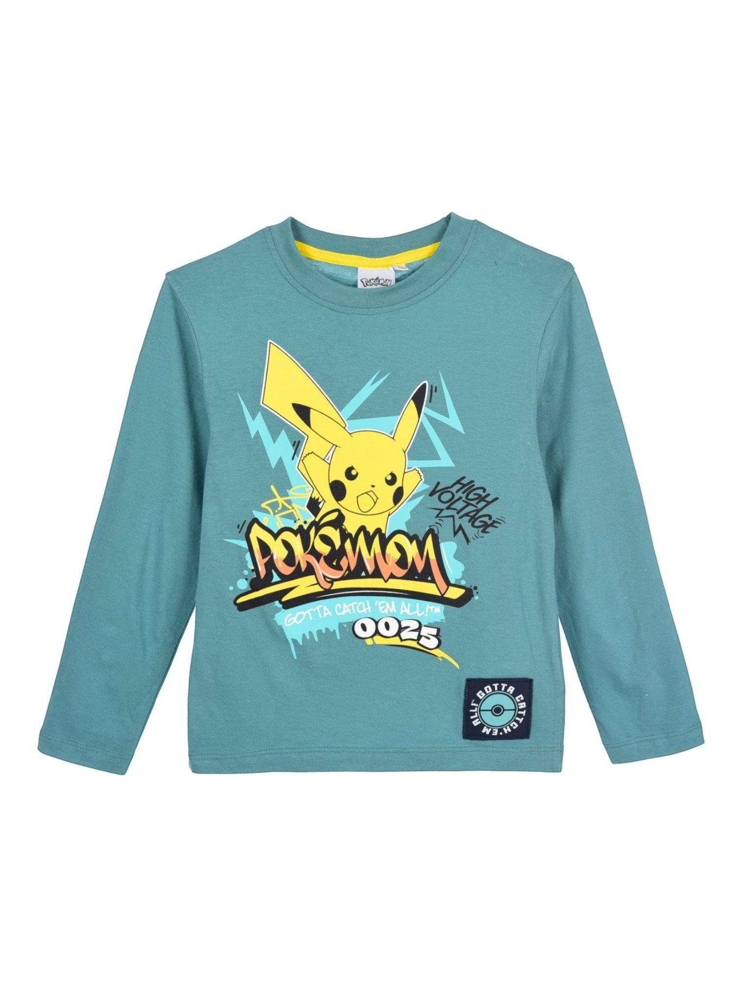 POKÉMON Langarmshirt Pikachu Grafiti Jungen Shirt aus Baumwolle Gr. 104 - 140 cm
