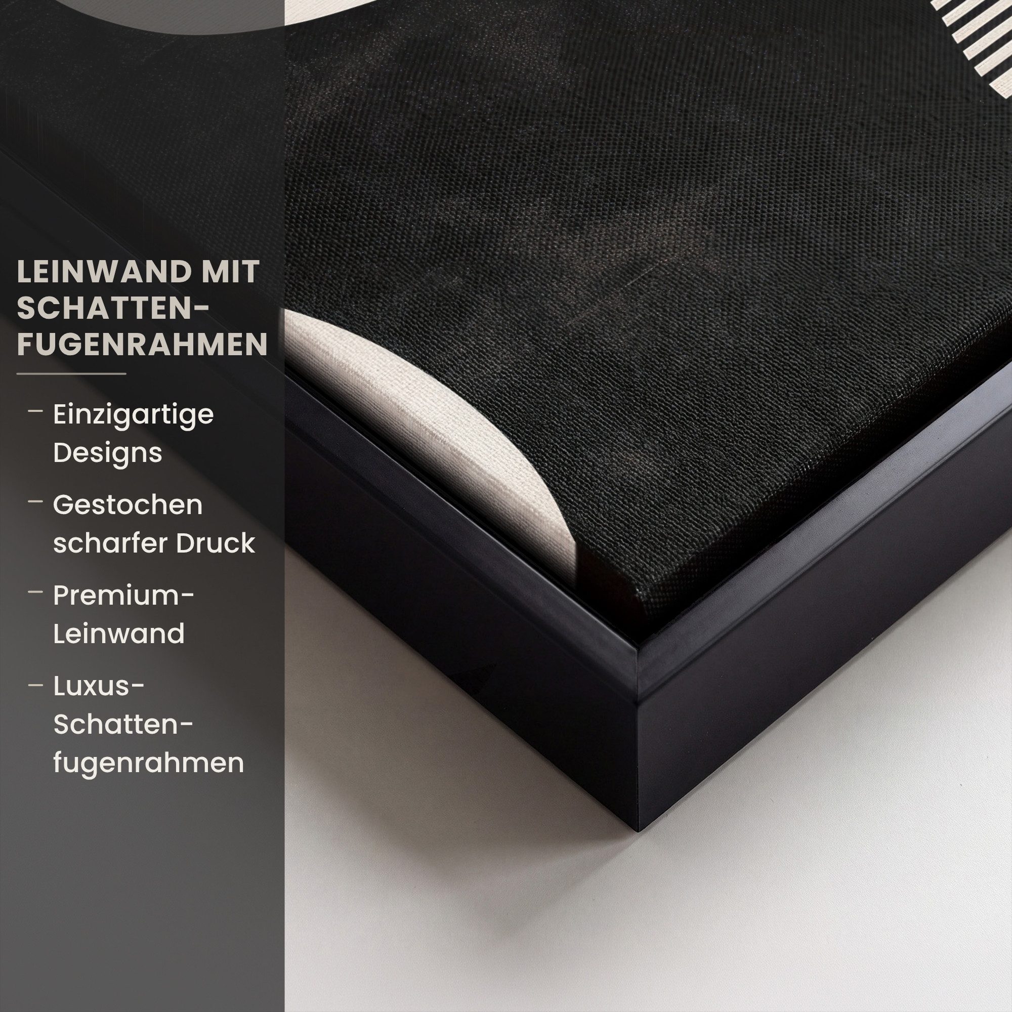 OneMillionCanvasses® Leinwandbild mit Rahmen - Abstrakt - Japandi - Beige - Modern, Fotodruck (1 St), Leinwand Bilder Klein, Wand Dekoration Aesthetic 20x20cm – Bild 3 von 5