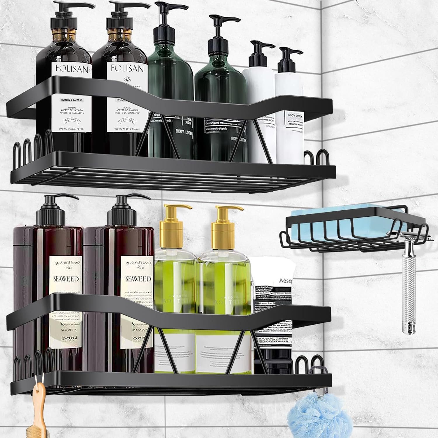 COZII Duschablage Duschkorb Badregal Duschregal ohne Bohren mit Haken Rasie günstig online kaufen