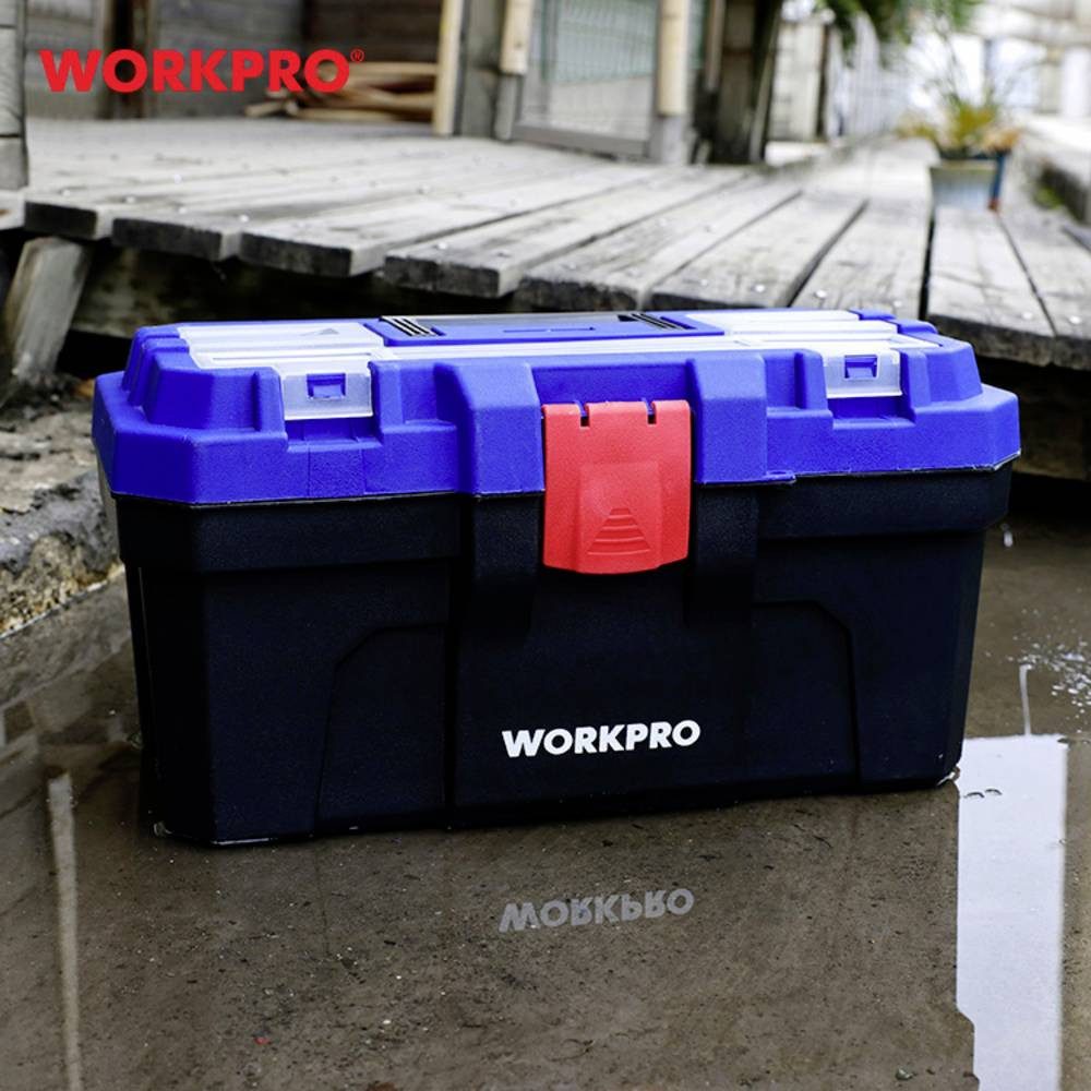 WorkPro Werkzeugkoffer WP283001 410 x 230 x 205 mm Werkzeugkasten unbestückt Blau, Schwarz