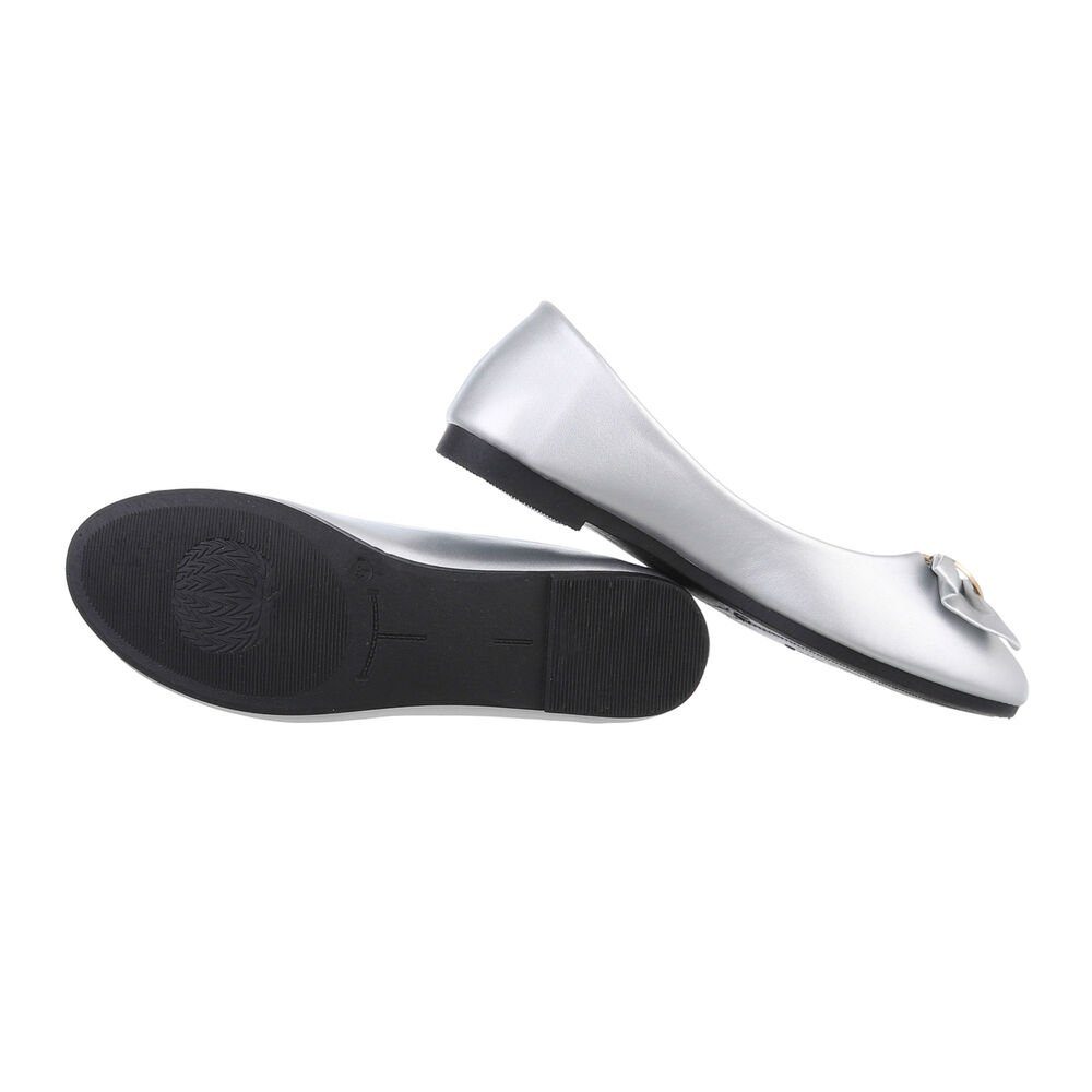 Ital-Design Damen Freizeit Ballerina (85894195) Blockabsatz Klassische Ballerinas in Silber