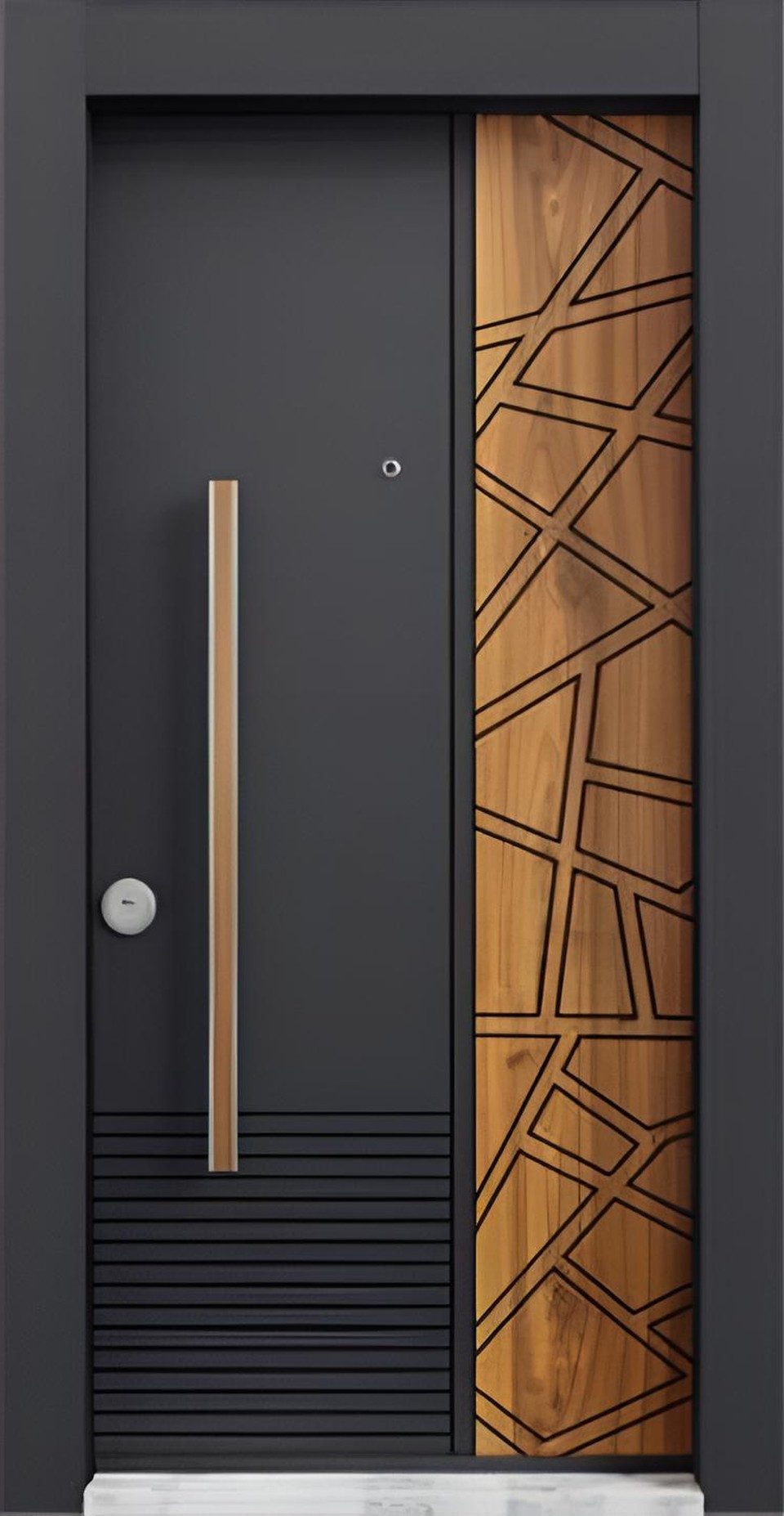 Xlmoebel Haustür Graue Eingangstür BLX-241 aus Aluminium und Kunststoff (Tür mit Seitenteil, 1-St., 1x Haustür; 5x Schlüssel; 1x Griffset), Made in Europa
