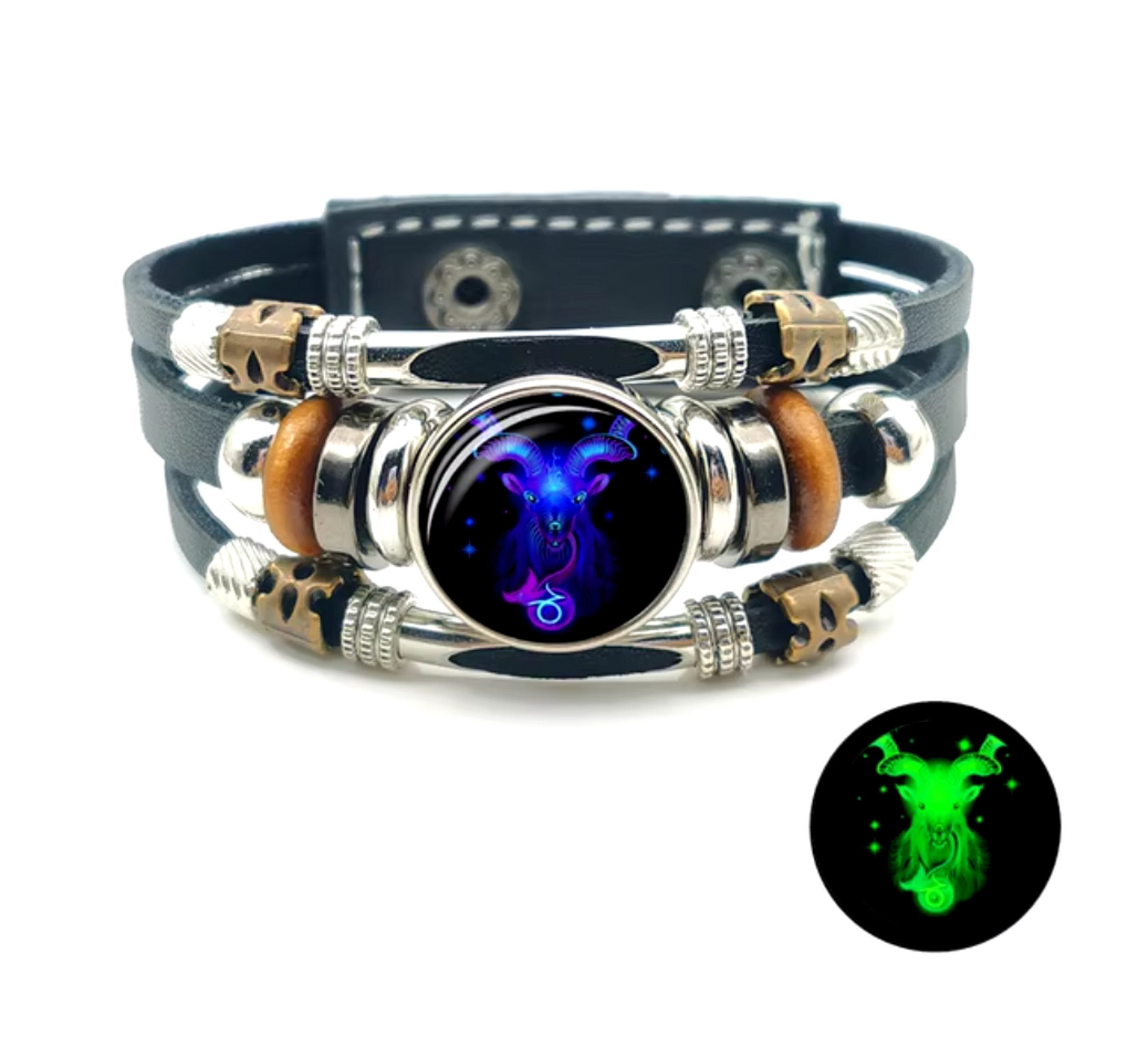 Stelby Armband mit Gravur Armband Sternzeichen Steinbock mit 3D Gravur im Glas (Weihnachtsgeschenk, Geburtstagsgeschenk, Valentinstaggeschenk, modern, minimalistisch), langlebig, pflegeleicht, unisex