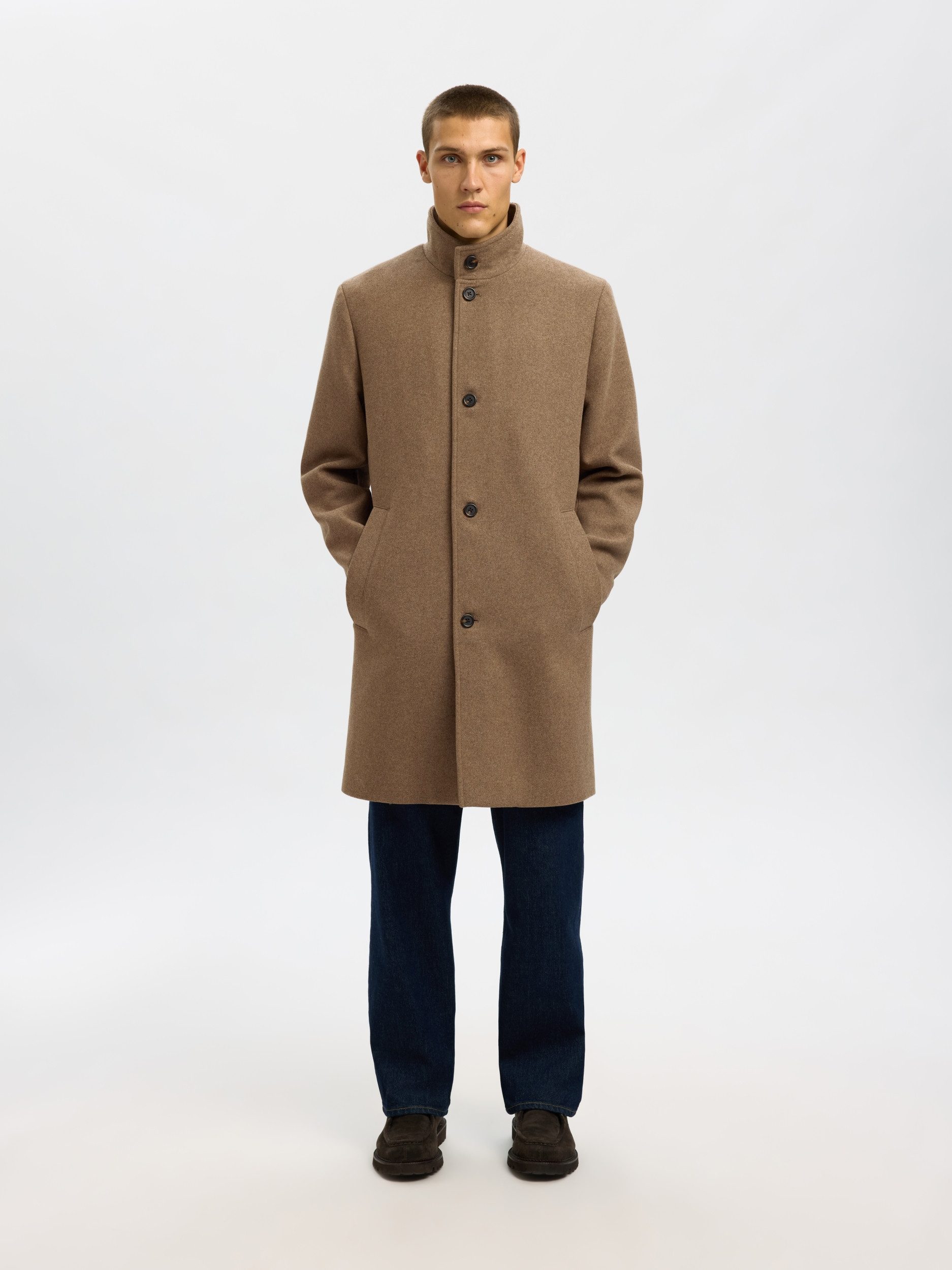 SELECTED HOMME Kurzmantel SLHRAINAR WOOL BLEND COAT NOOS