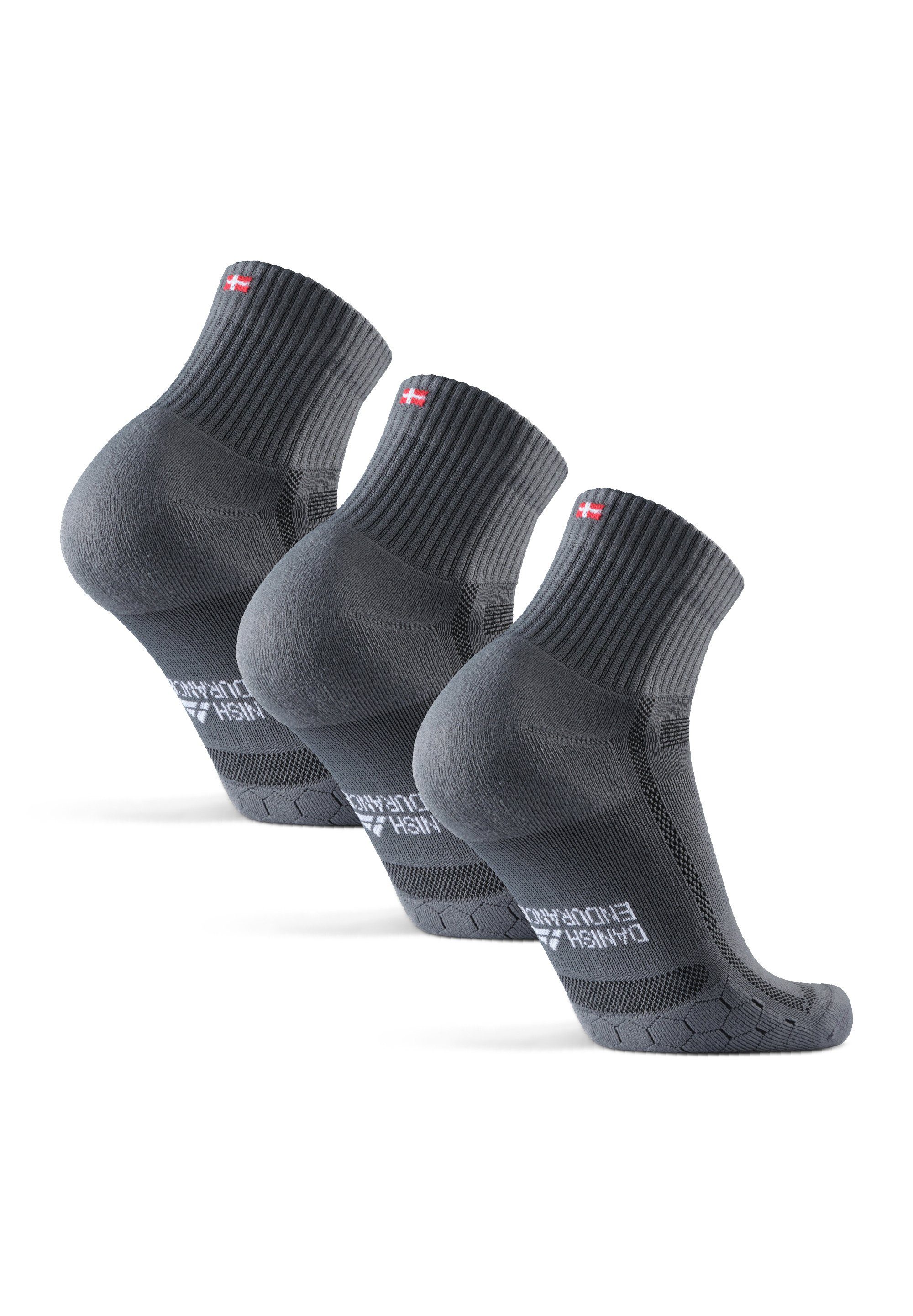Distance DANISH ENDURANCE Anti-Blasen, 3-Paar) Technisch Socks Laufsocken Long (Packung, Running grey/black