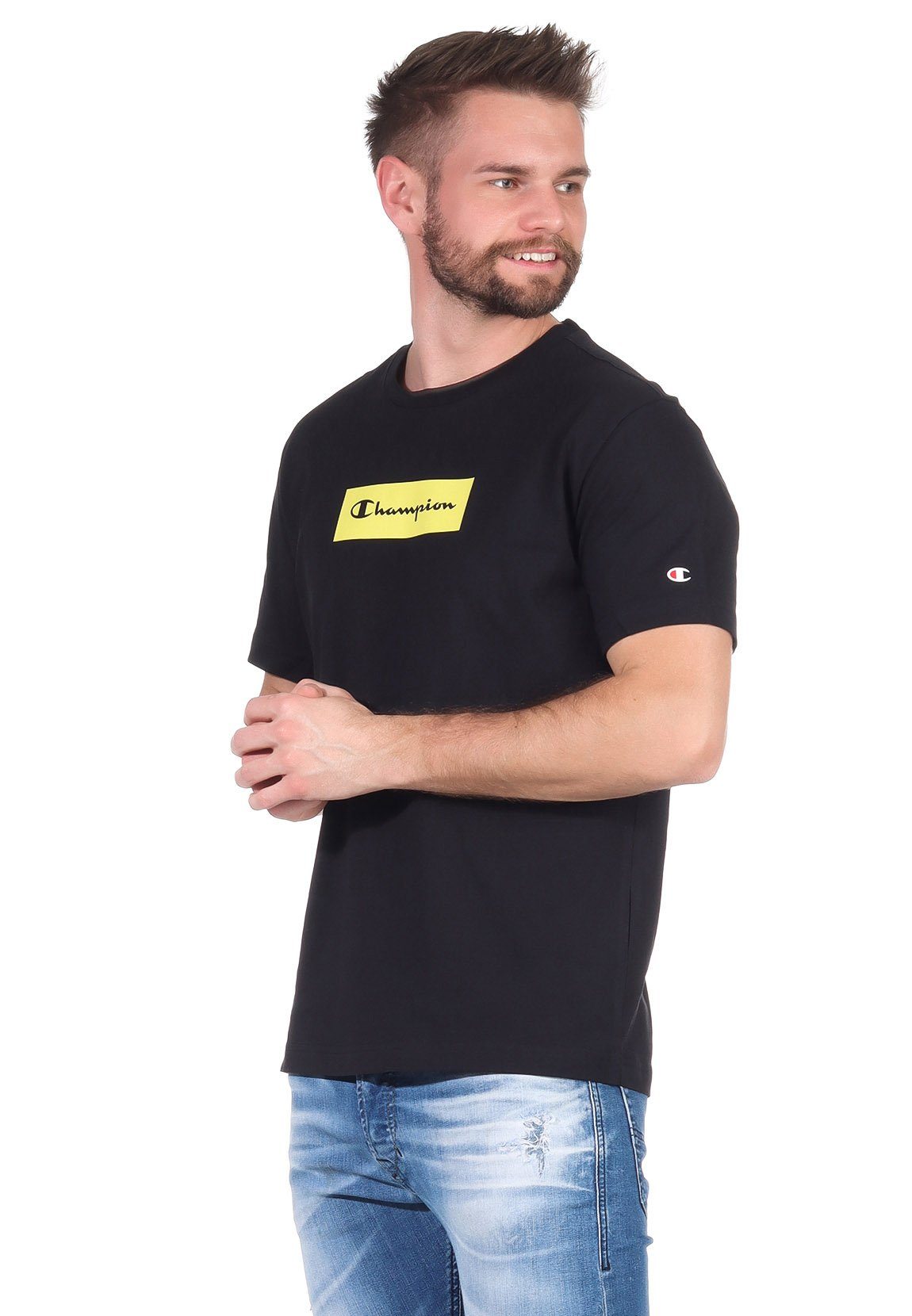 Champion Gelb (ncg) KK003 215789 T-Shirt (nbk)/gelb Herren schwarz T-Shirt Champion NBK Schwarz
