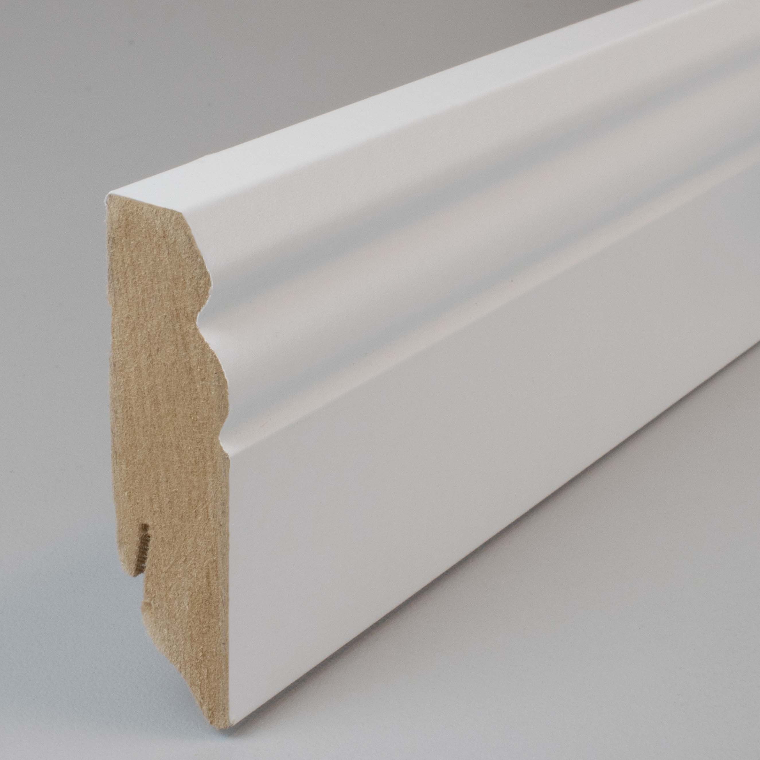 PROVISTON Sockelleiste MDF, 18 x 70 mm, Weiß,Fußleiste, klassisch, L: 240 cm, 1-teilig, 1-St., Einzelpack, Berliner Profil