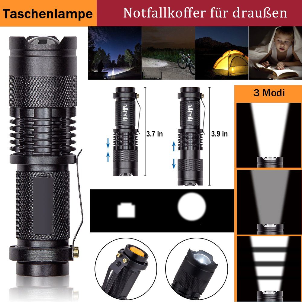 Schwarz Outdoor-Notfall-Kit-Rucksack, Multitool MDHAND Angelausrüstung (65 St),
