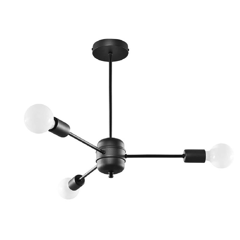 etc-shop Deckenstrahler, Leuchtmittel nicht inklusive, Deckenleuchte Wohnzimmerleuchte Esszimmerlampe Stahl Schwarz D 61 cm 3