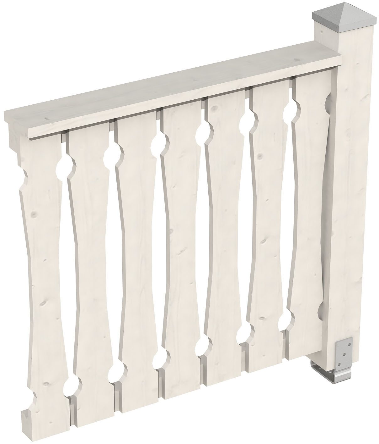 Skanholz Brüstungsgeländer Balkonschalung, 108 cm Länge, 96 cm Höhe, mit 1 Pfosten