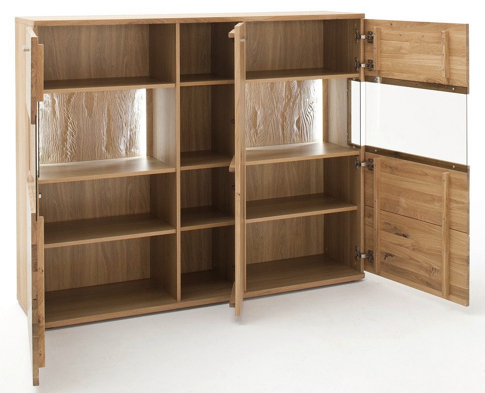 MCA furniture Vitrine Highboard groß Santori, Eiche Bianco, ohne Beleuchtung