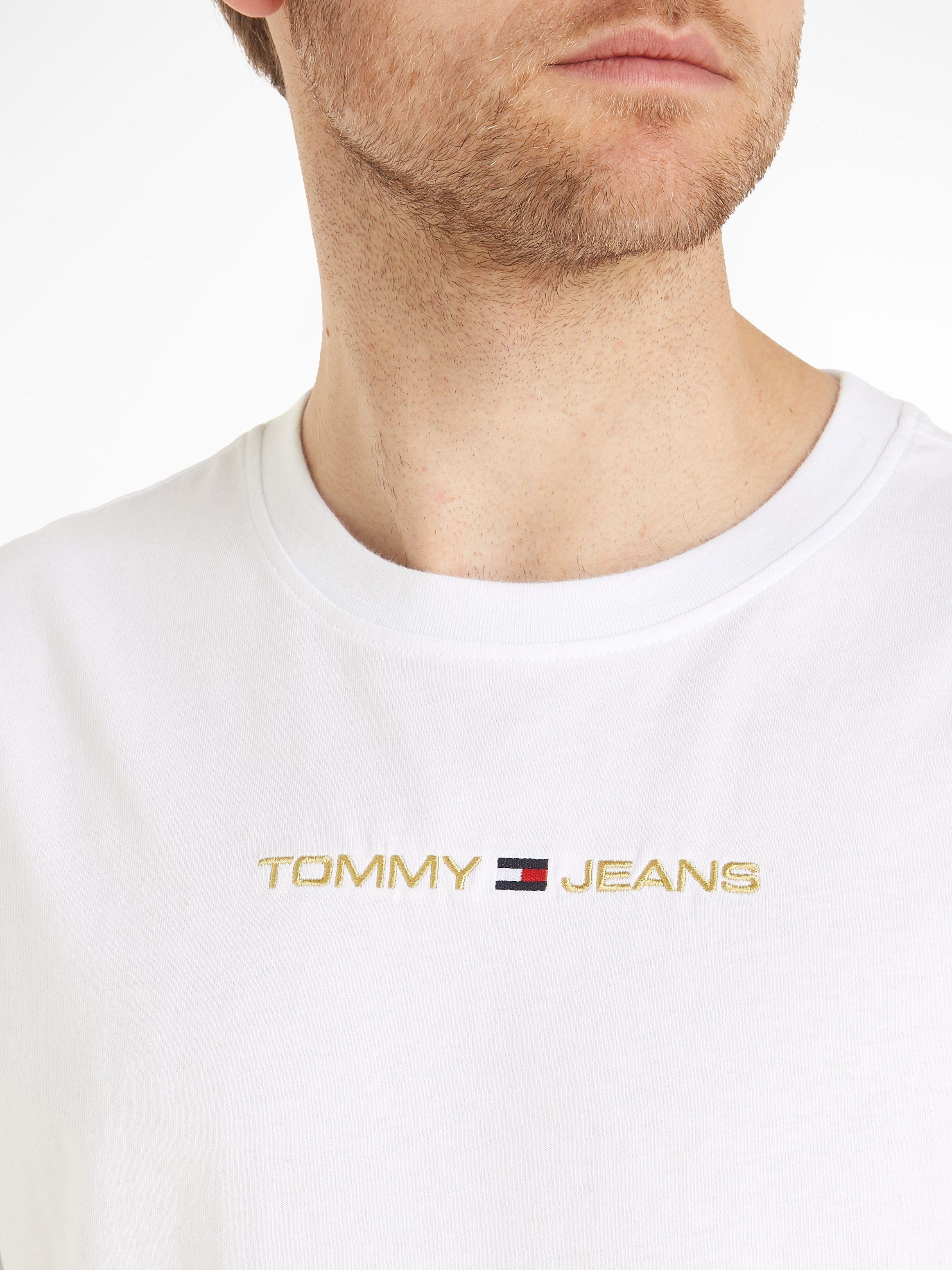 White LINEAR Tommy TJM CLSC T-Shirt GOLD Jeans TEE