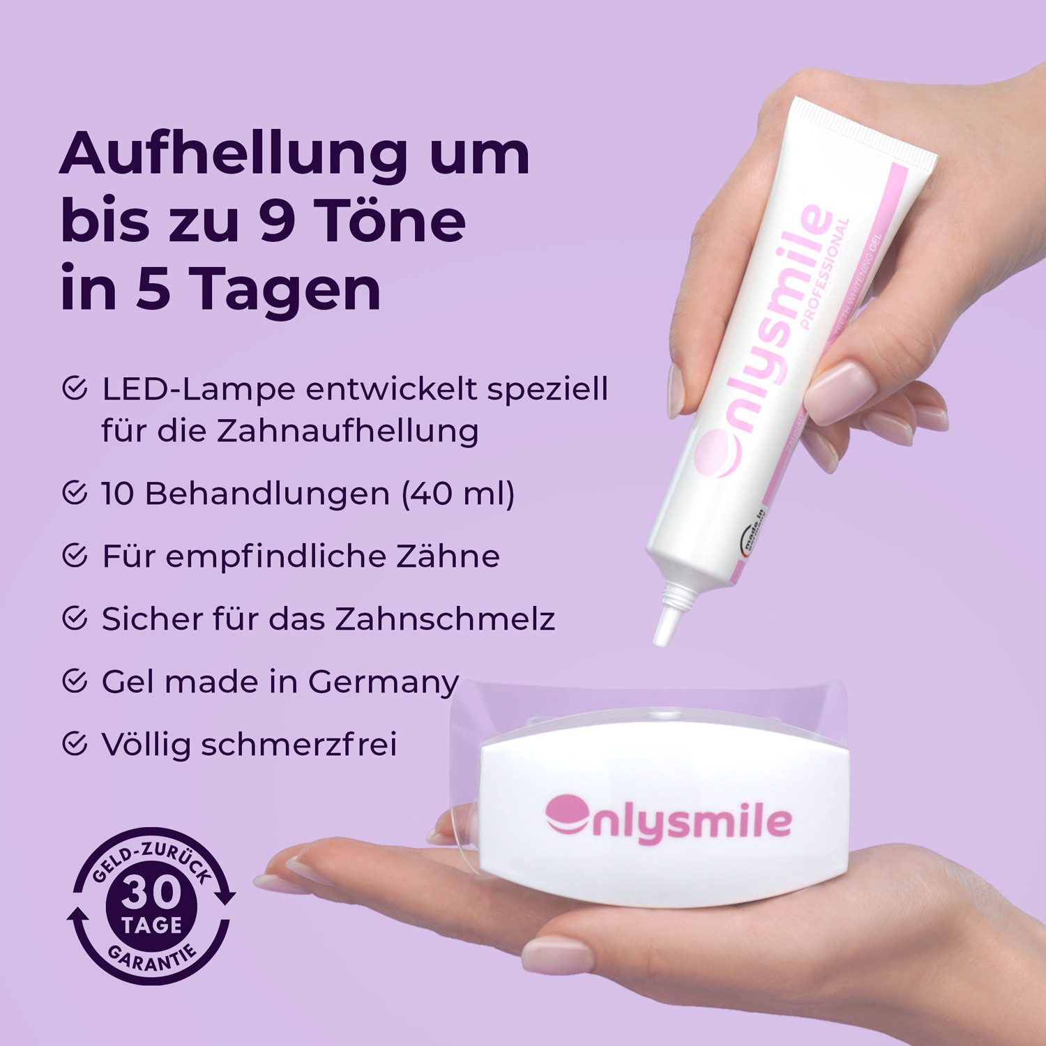 OnlySmile Zahnbleaching-Kit Zahnaufhellung Set - Testsieger - Teeth Whitening Kit für Weiße Zähne, Zahnaufhellung, Bleaching Set, Aufhellen, ideal für Zuhause