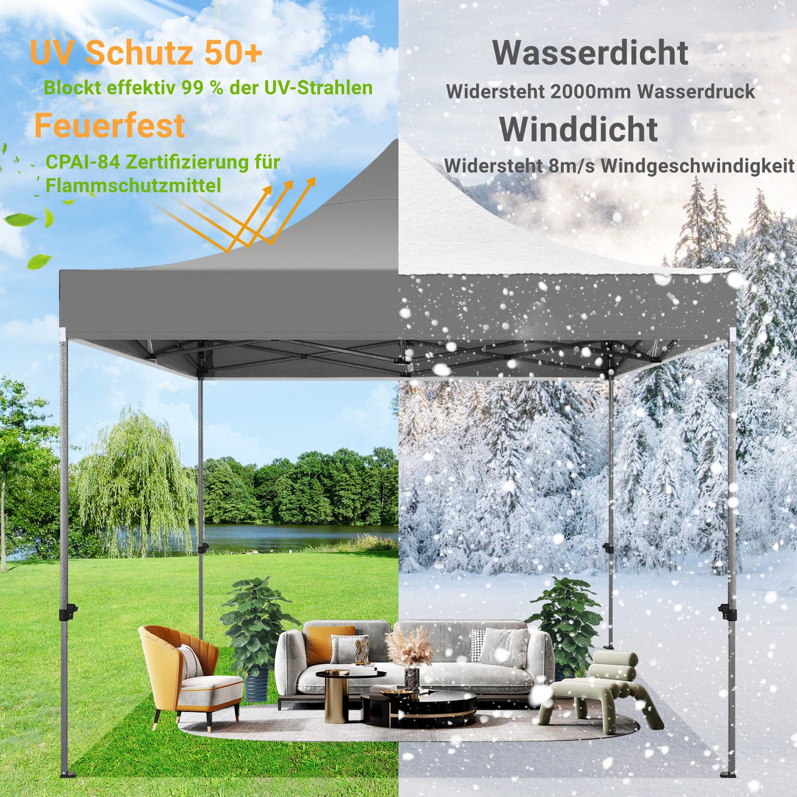 Tooluck Faltpavillon 3x3m Premium Pavillon mit günstig online kaufen
