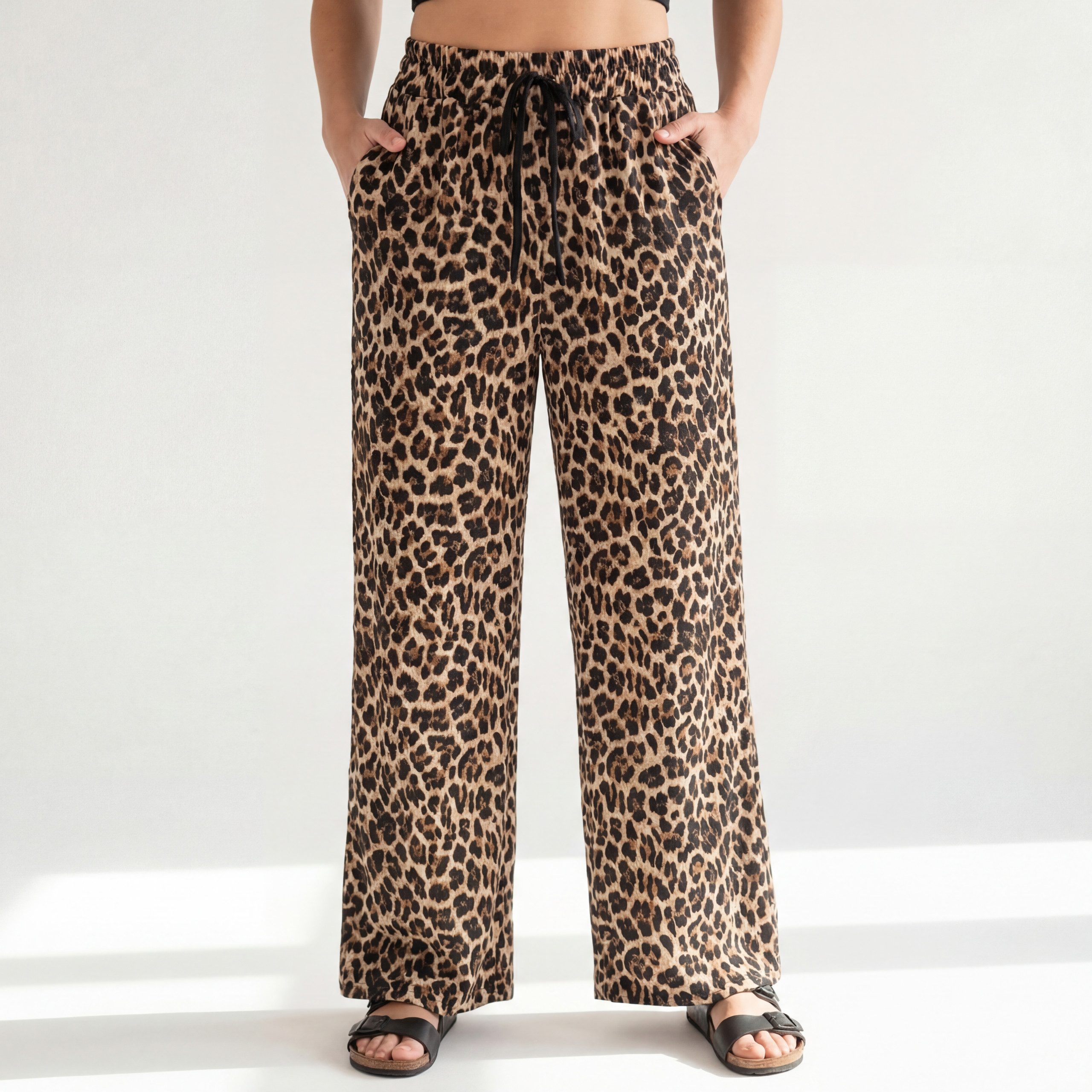 OriginalYou Palazzohose Damen Sommerhose Allover Print Leo Look Schlupfhose mit Stretchbund One Size 36-44 passend für (36-40 relaxed, 40-44 regular)