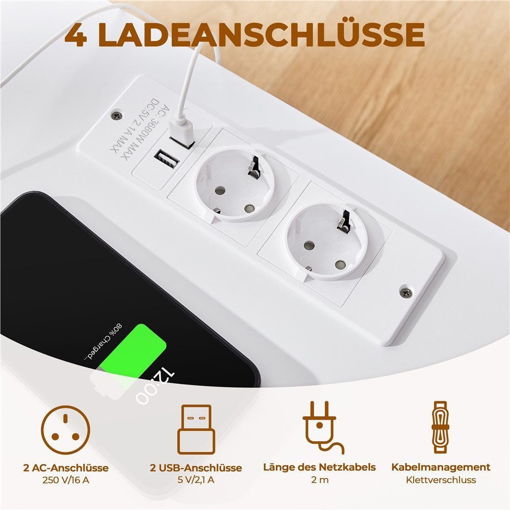 Yaheetech Nachttisch mit Steckdosen & Verstellbarer LED-Beleuchtung (2-St), Beistelltisch mit 2 Schubladen & 1 offene Ablage – Bild 5 von 5