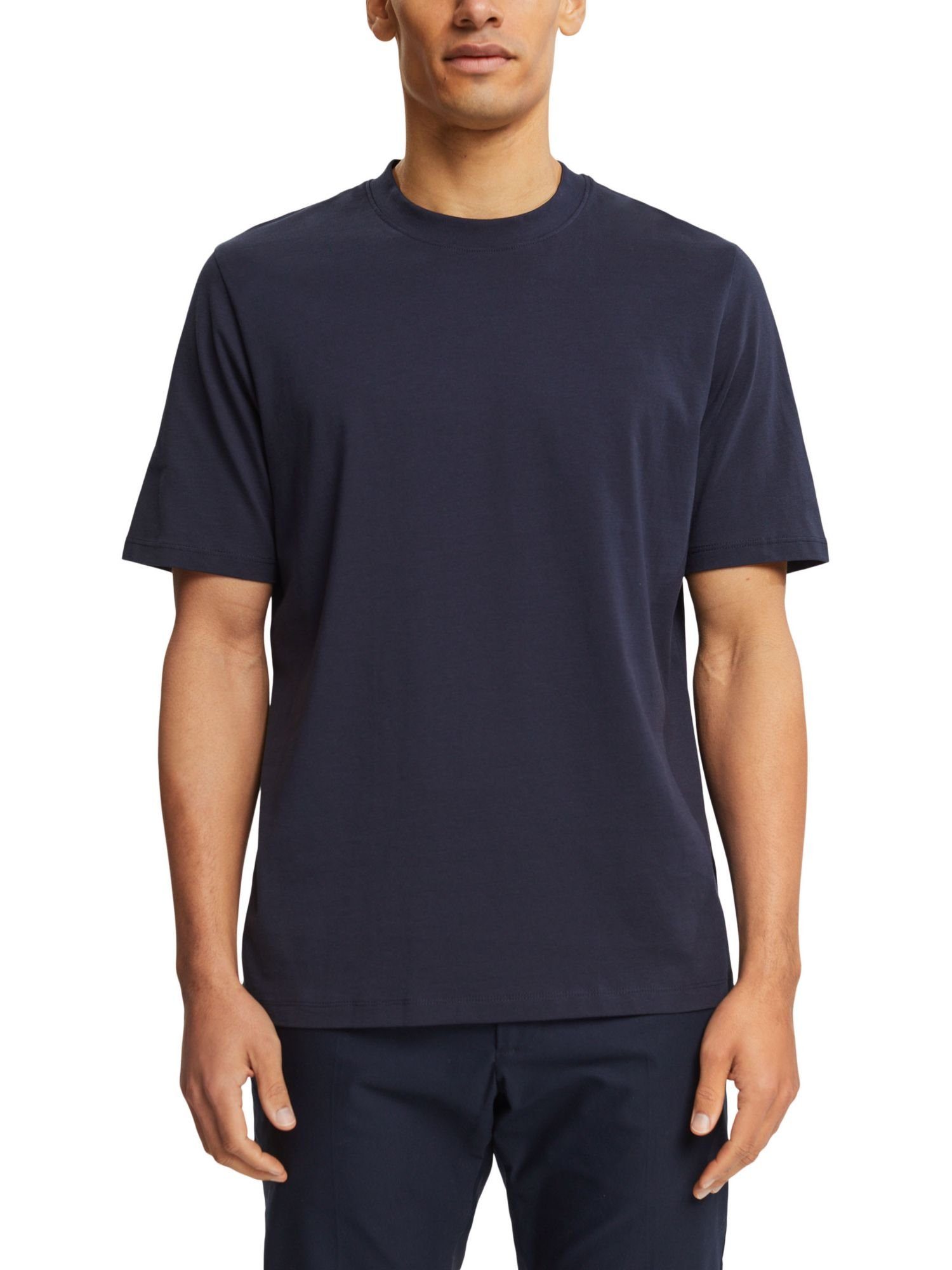 mit Rundhalsausschnitt T-Shirt Esprit (1-tlg) NAVY Baumwoll-T-Shirt