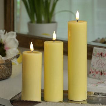 Deluxe Homeart LED-Kerze Mia Echtwachs Deluxe Wachsspiegel flackernd H: 15cm D: 5cm gelb