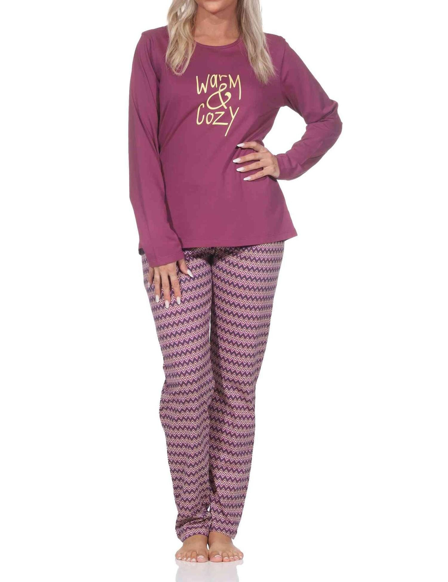 Normann Pyjama Normann Damen langarm Schlafanzug Pyjama im Ethnolook – Bild 2 von 5