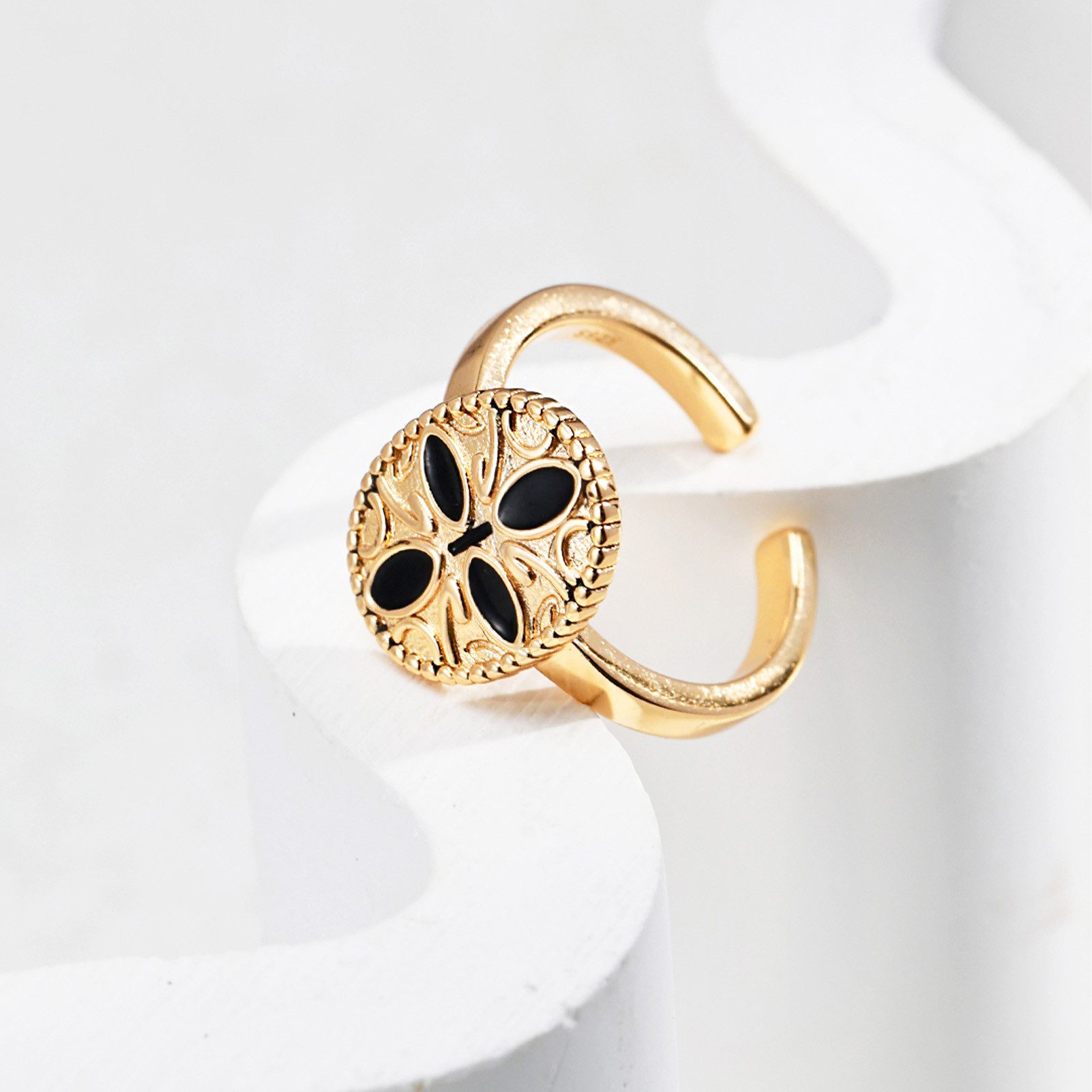 Jumpeak Silberring ring schwarz damen,ring silber 925 damen,18k ring vergoldet,ring damen, ring verstellbar,schwester geschenk,damengeschenk,liebesgeschenkfürsie