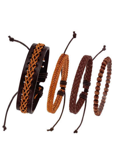 Firetti Armband Set kann auch einzeln getragen werden (Set, 4-tlg), mit Holzperlen