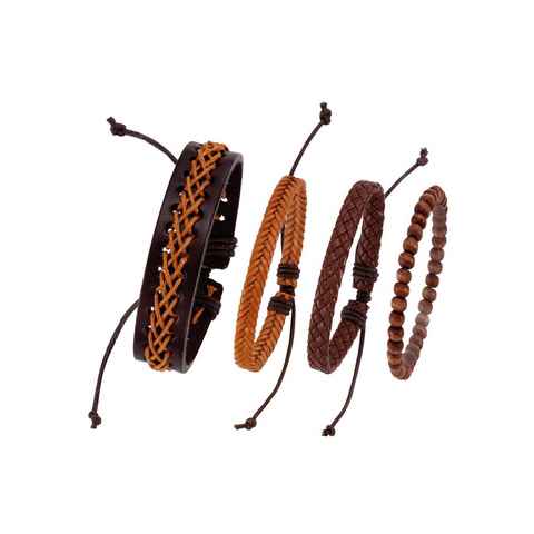 Firetti Armband Set kann auch einzeln getragen werden (Set, 4-tlg), mit Holzperlen