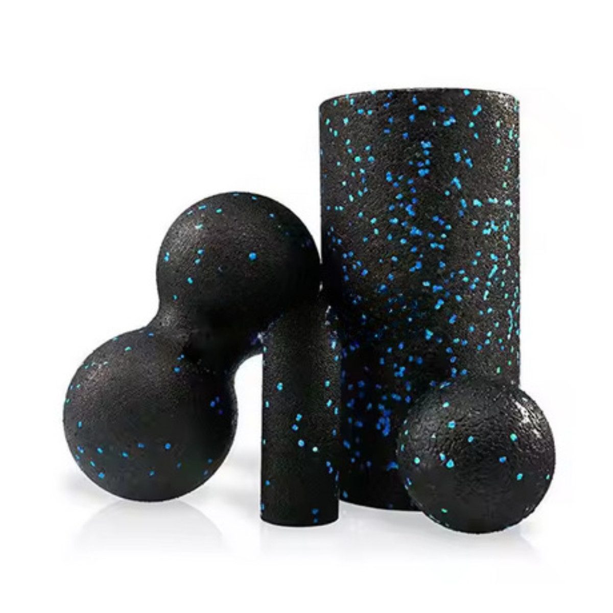 R2 Invest Faszienrolle 4-tlg. Yoga Set – Massage Roller mit Bällen für Fitness & Regeneration, Fitness-Set 4-tlg., 4-teilig, für Faszientraining und Muskelmassage