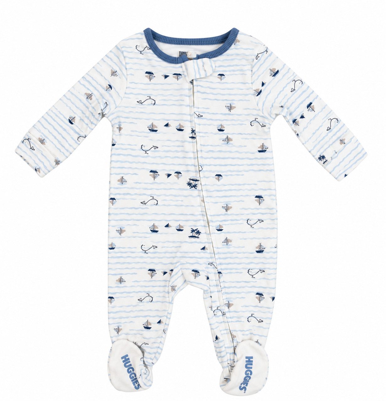 HUGGIES babywear Schlafoverall HUGB FOOTED COVERALL mit maritimem Alloverprint, Baumwolle