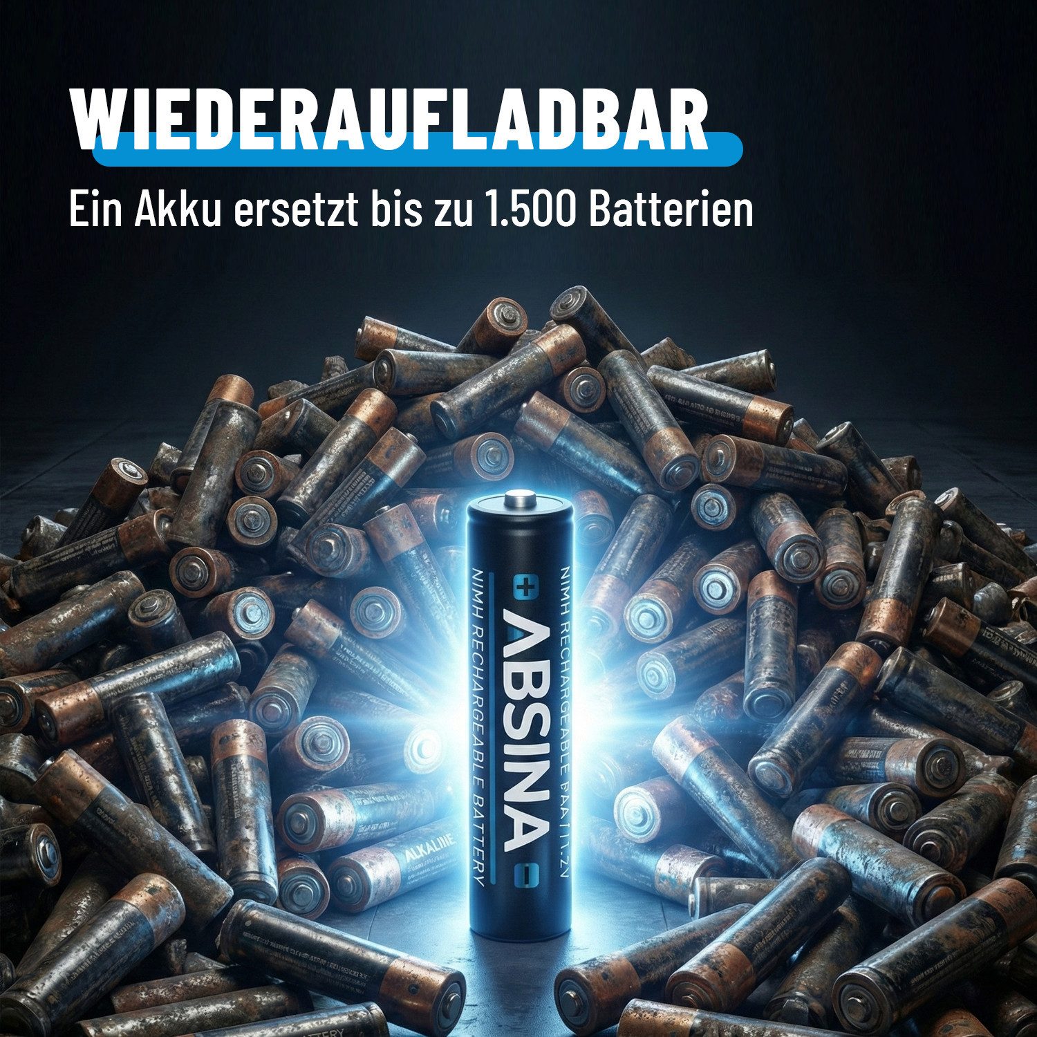 ABSINA Akku AAA 1150 - 4x NiMH min. 1050mAh Akkus Batterien ideal für Telefon Akku 1050 mAh (1.2 V)