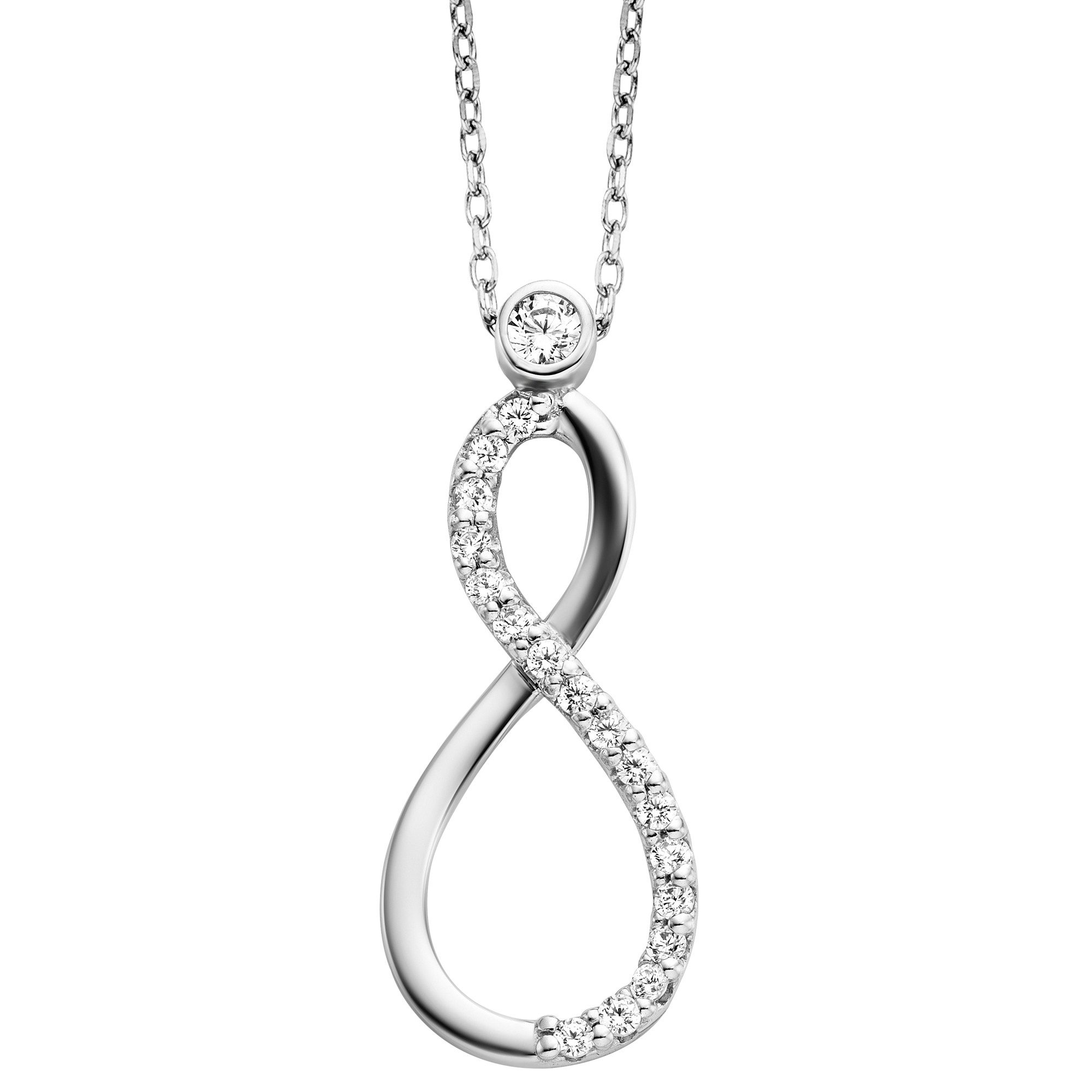 Julie Julsen Kette mit Anhänger 925 Silber rhodiniert Infinity Zirkonia