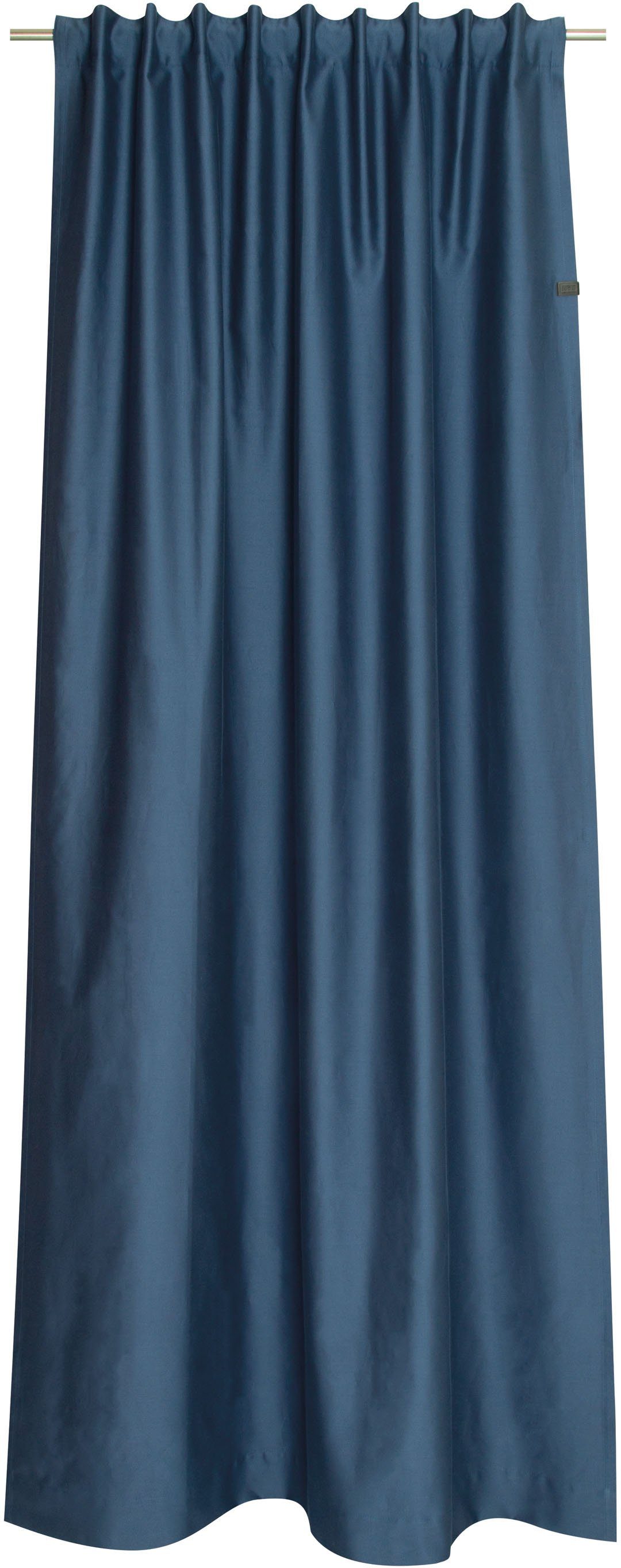 Vorhang Soft, SCHÖNER WOHNEN-Kollektion, blickdicht, Jacquard, Multifunktionsband St), navy mit Lederapplikation (1