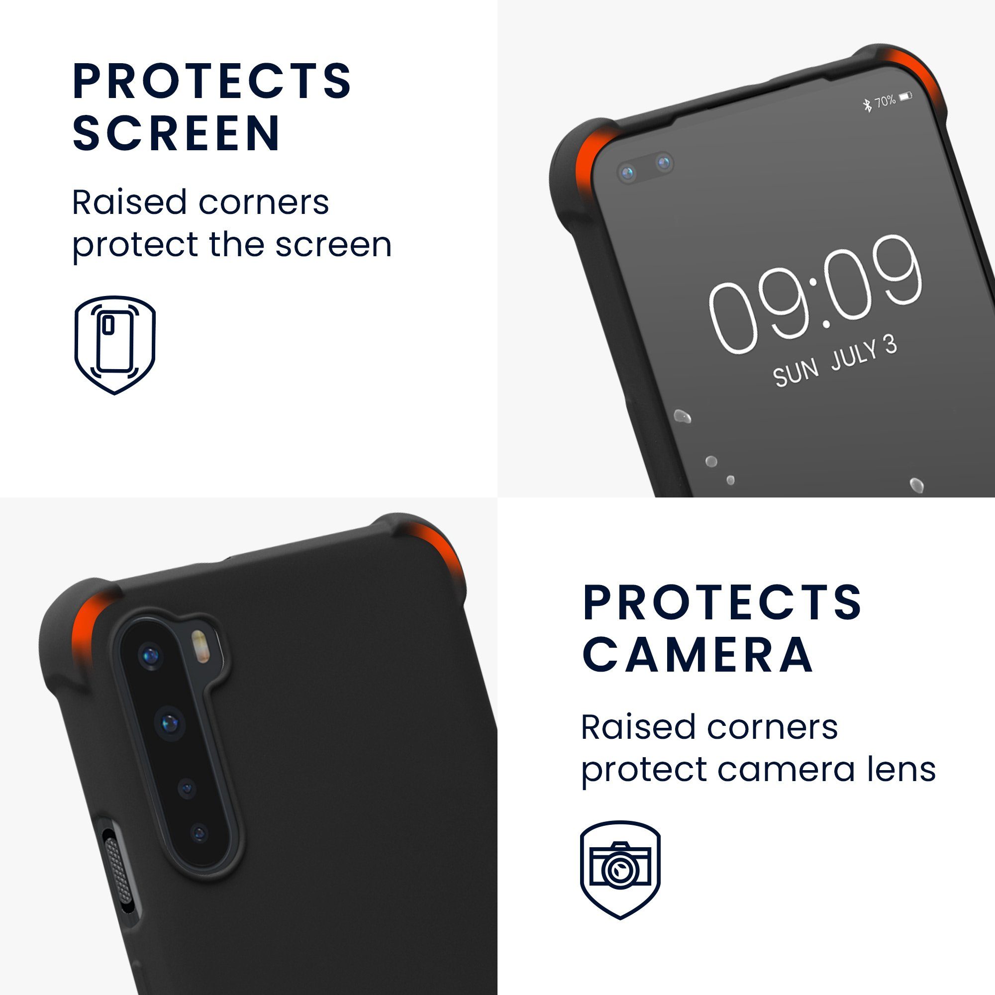 kwmobile Handyhülle Hülle für OnePlus Nord, mit Metall Kette zum Umhängen - Silikon Handy Cover Case Schutzhülle