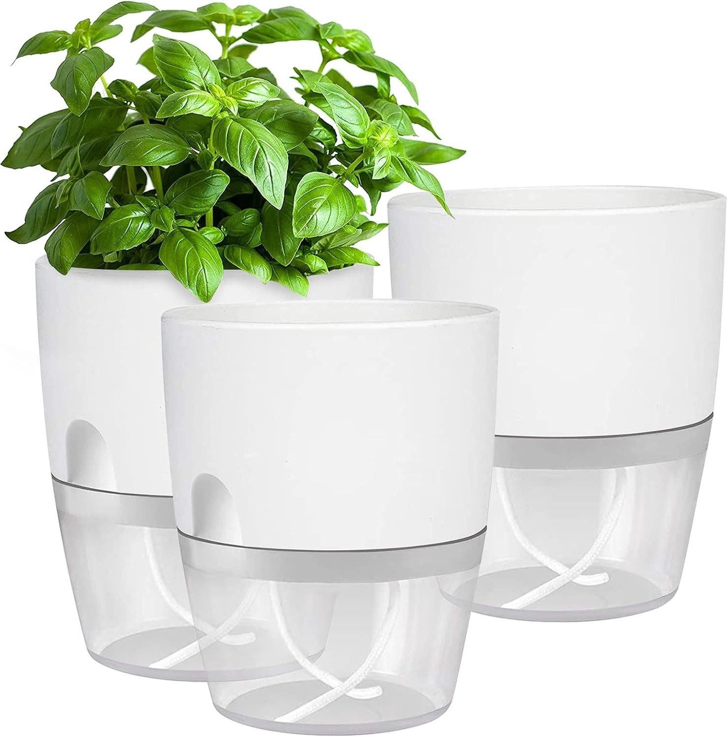 FOUORTUNATE-BEE Kräutertopf Kräutertopf Set mit Selbstbewässerung 3er Pflanzgefäß mit Tank, Blumentopf für Küche Balkon Fensterbank Büro Kräuter Pflanzen