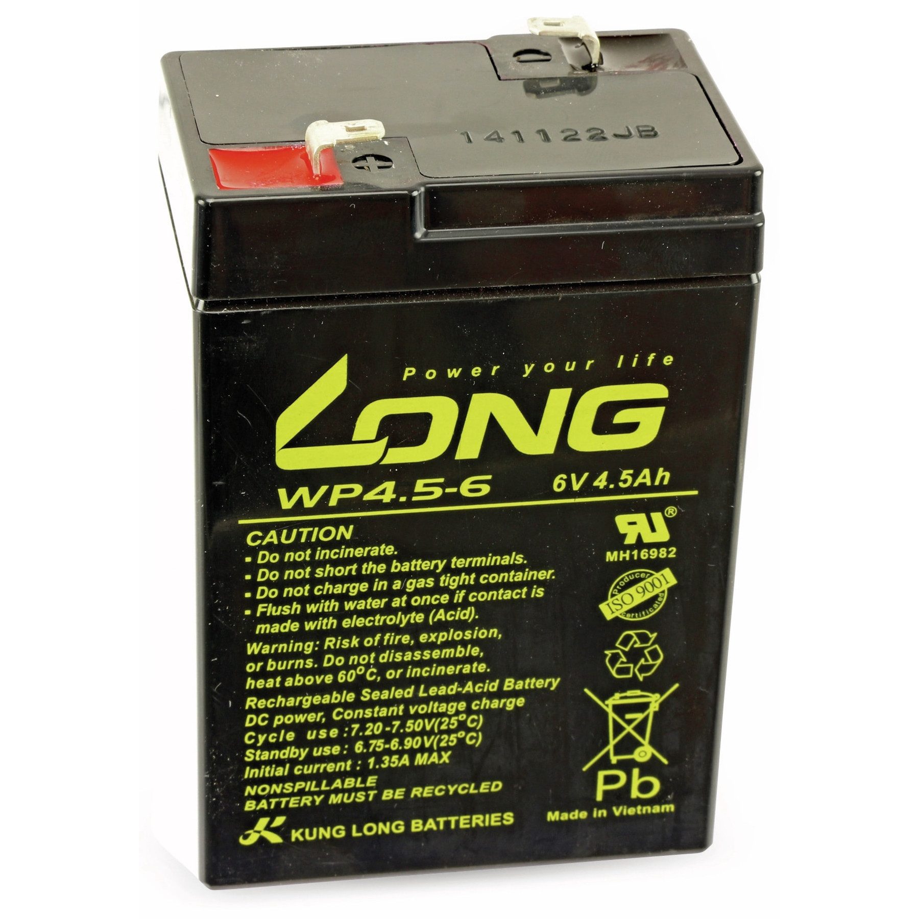 Kung Long KUNG LONG Blei-Akkumulator WP4,5-6, 6 V-/4,5 Ah, zyklenfest Bleiakkus
