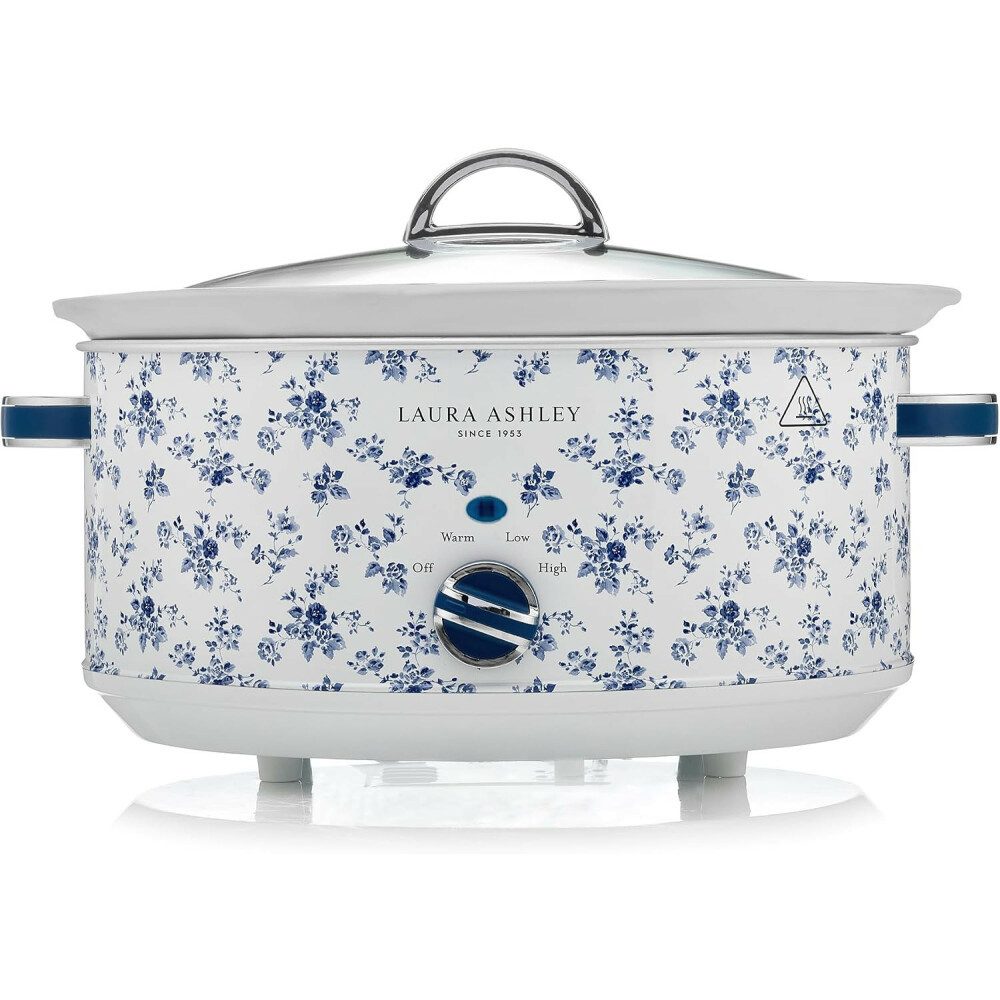 LAURA ASHLEY Schongarer Laura Ashley Slow Cooker Schongarer 33cm für 6,5L Weiß – China Rose, 320.00 W