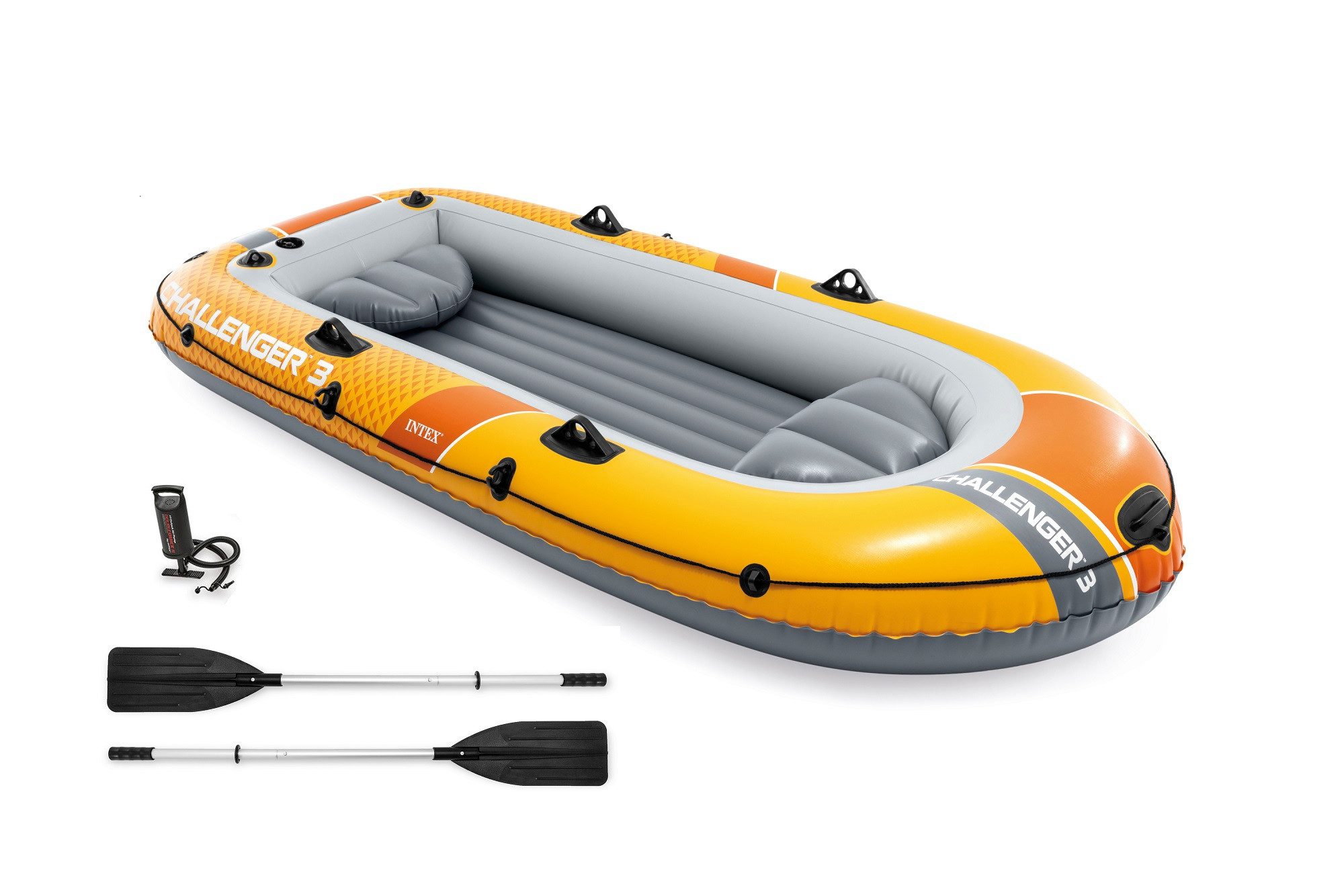 Intex Schlauchboot 66313, (Set, -, mit 2 Paddeln und Luftpumpe), Komplett Set mit Paddel und Luftpumpe