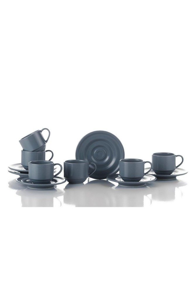 Kütahya Porselen Kaffeeservice Kütahya Porselen New Tuana Kaffeeset (12-tlg), 6 Personen, Grau