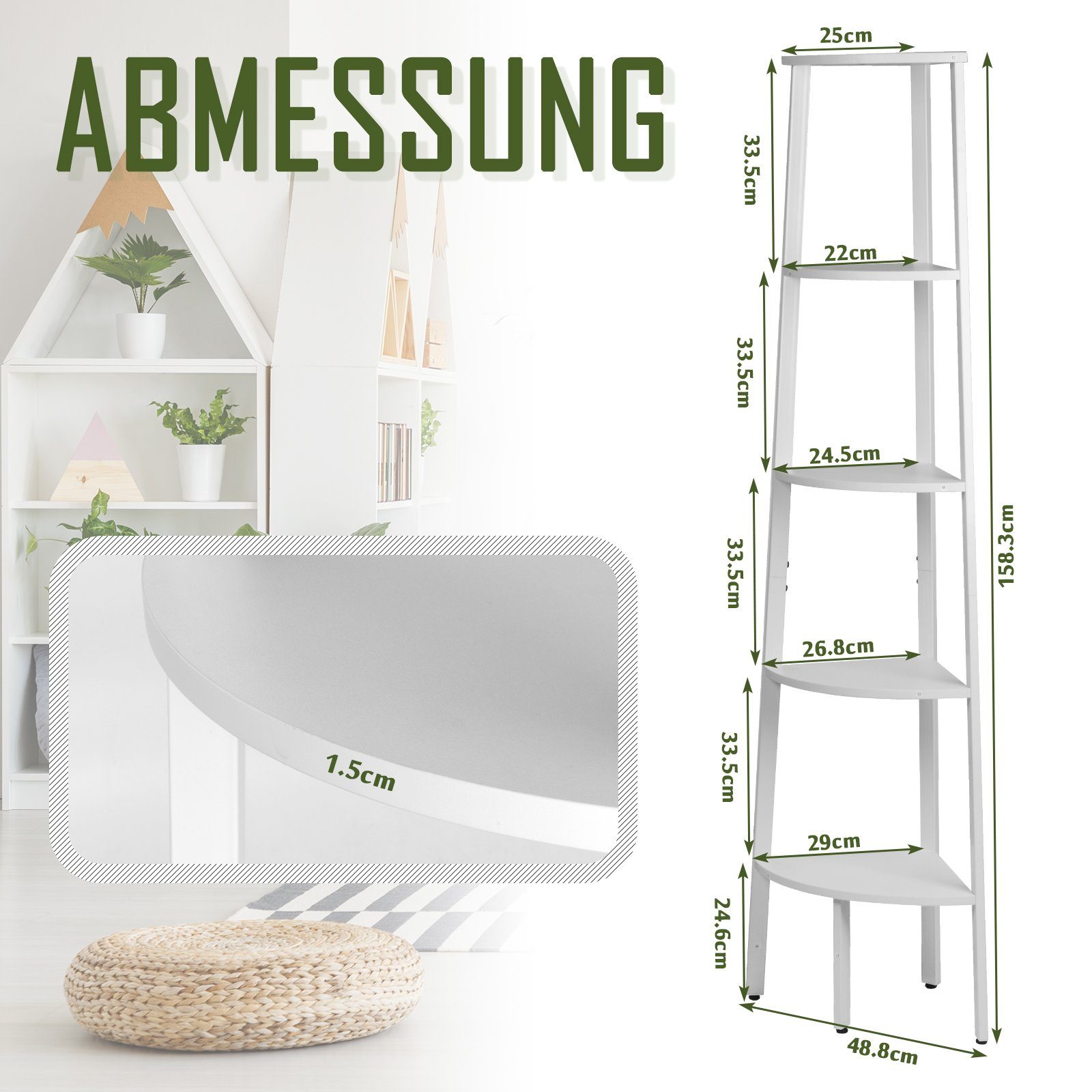 BIGTREE Eckregal »Aufbewahrungsregal mit 5 Ebenen und Metallrahmen