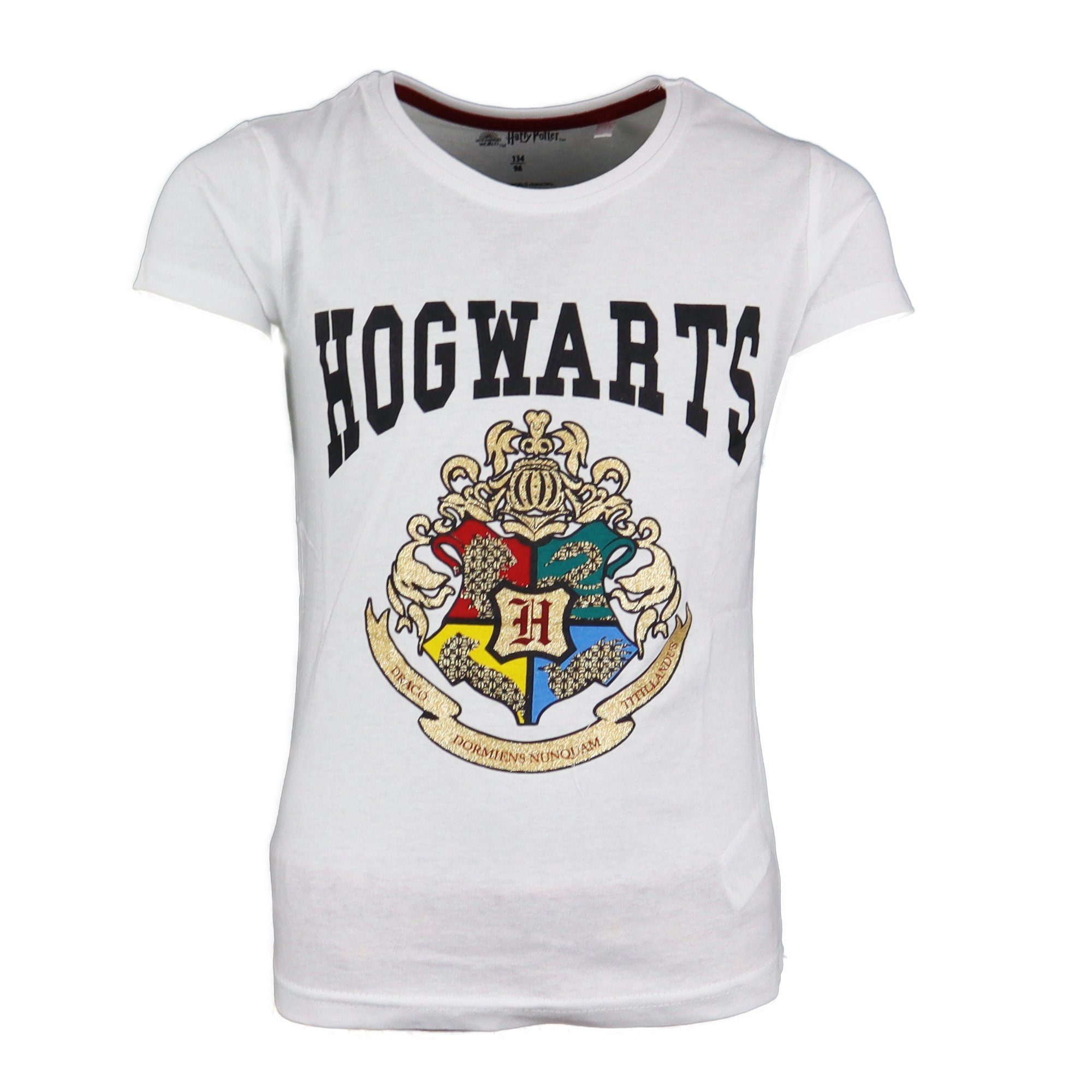 Harry Potter 100% Hogwarts Kinder Weiß Gr. Print-Shirt bis oder Braun Harry Baumwolle, T-Shirt Potter 134 Jugend 164