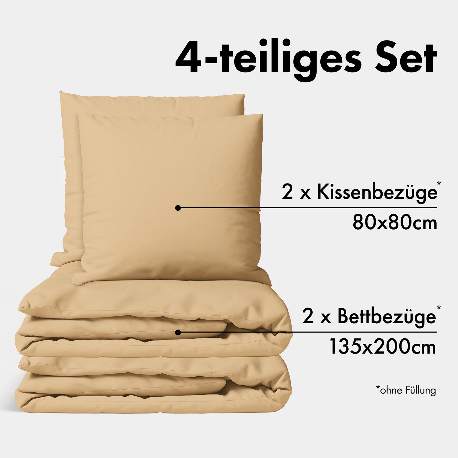 Jacobson Bettwäsche Set - 100% Baumwolle, Perkal, 4 teilig, Erhältlich in den Größen 135x200, 155x220, 200x200, 200x220, 240x220
